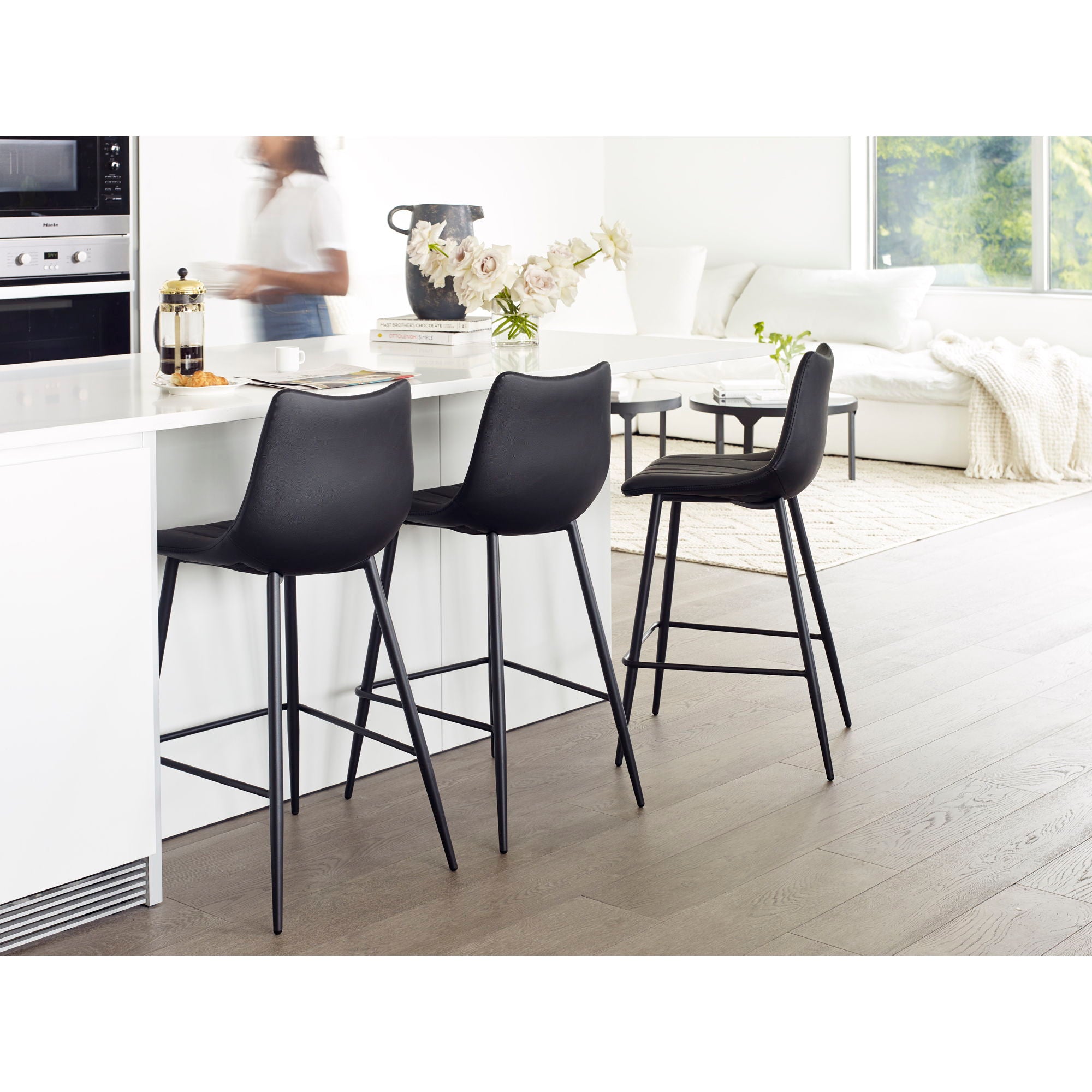 Alibi - Counter Stool (Set of 2) - Matte Black