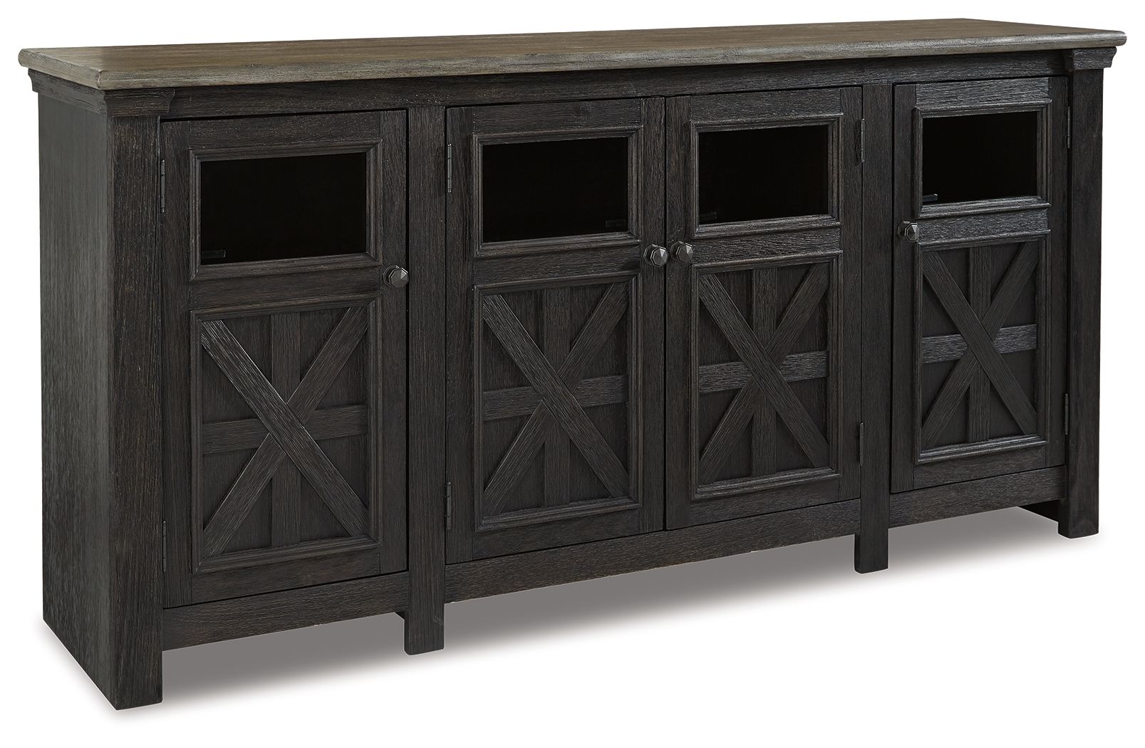 Tyler Creek - Black / Gray - Extra Large TV Stand