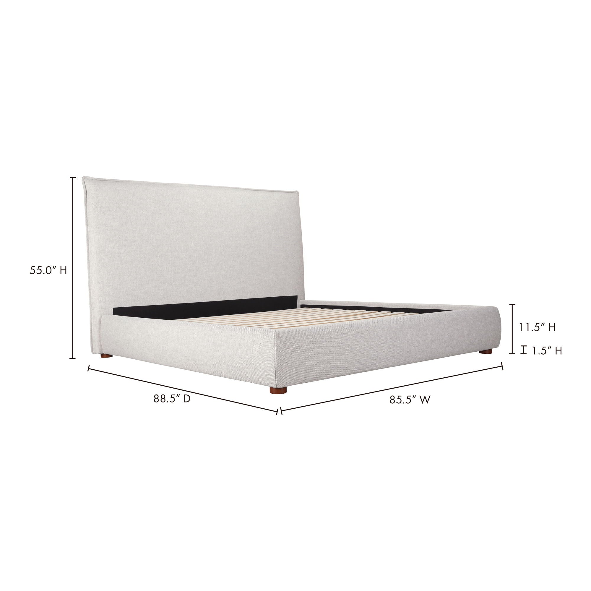 Luzon - King Bed Tall Headboard - Light Gray