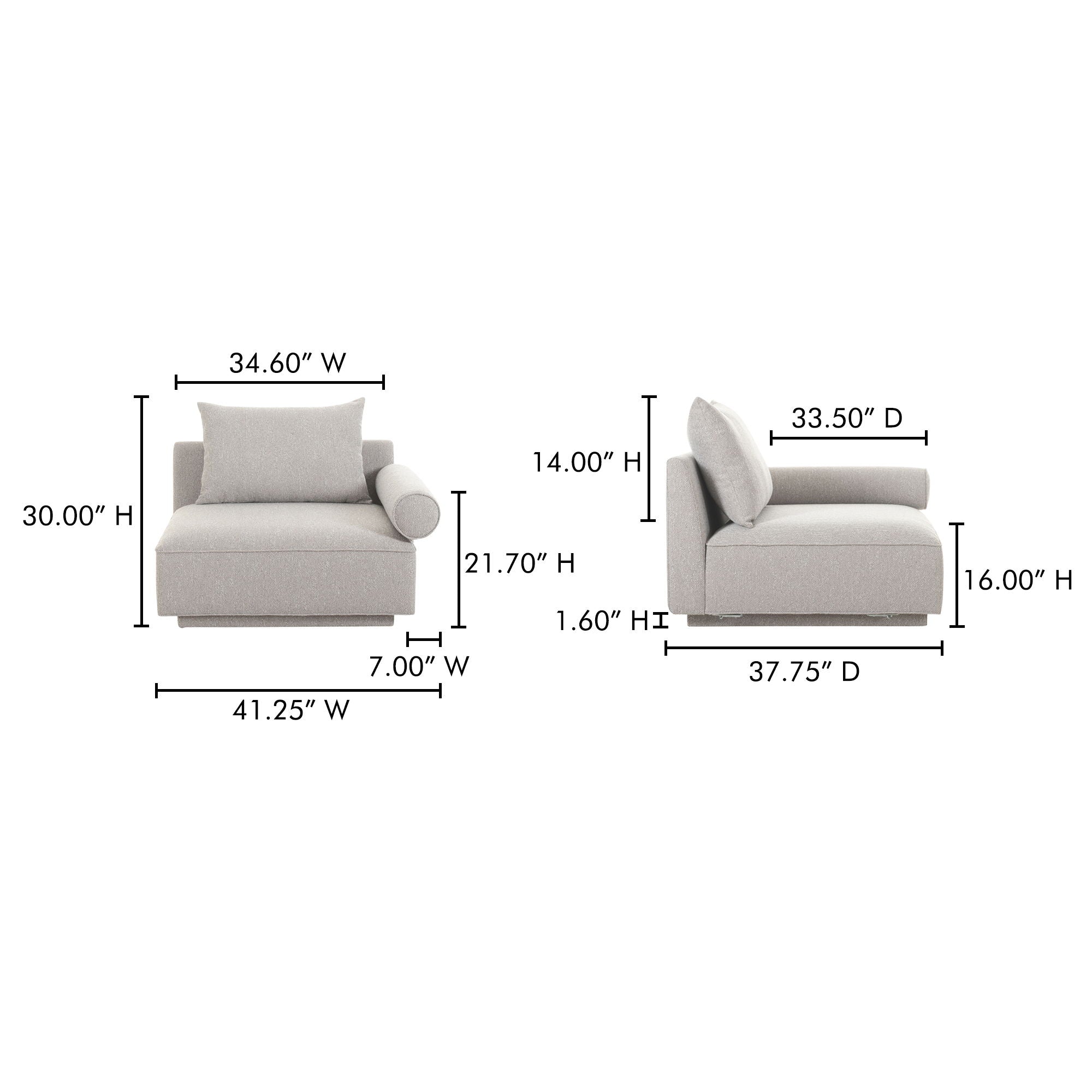 Rosello - Right Arm Facing Chair - Light Gray