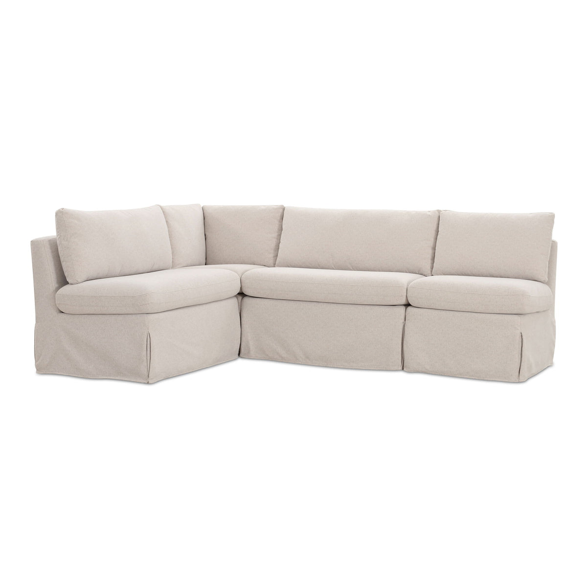 Fable - Slipcover Dining Banquette L-Shape Sectional With Slipper Chair - Beige