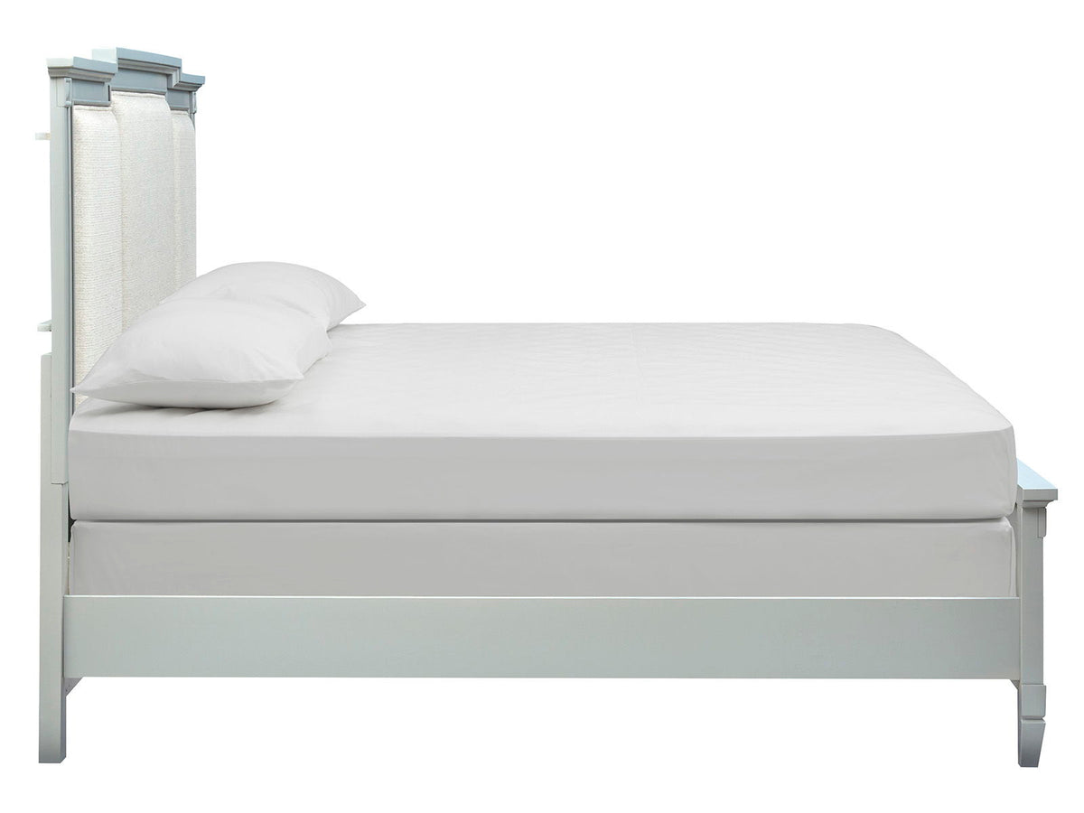 Glenbrook - Complete California King Panel Bed With Upholstered Headboard - Pebble