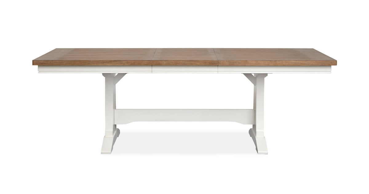 Kingston - Extendable Trestle Dining Table - Whisper White And Cerused Nutmeg