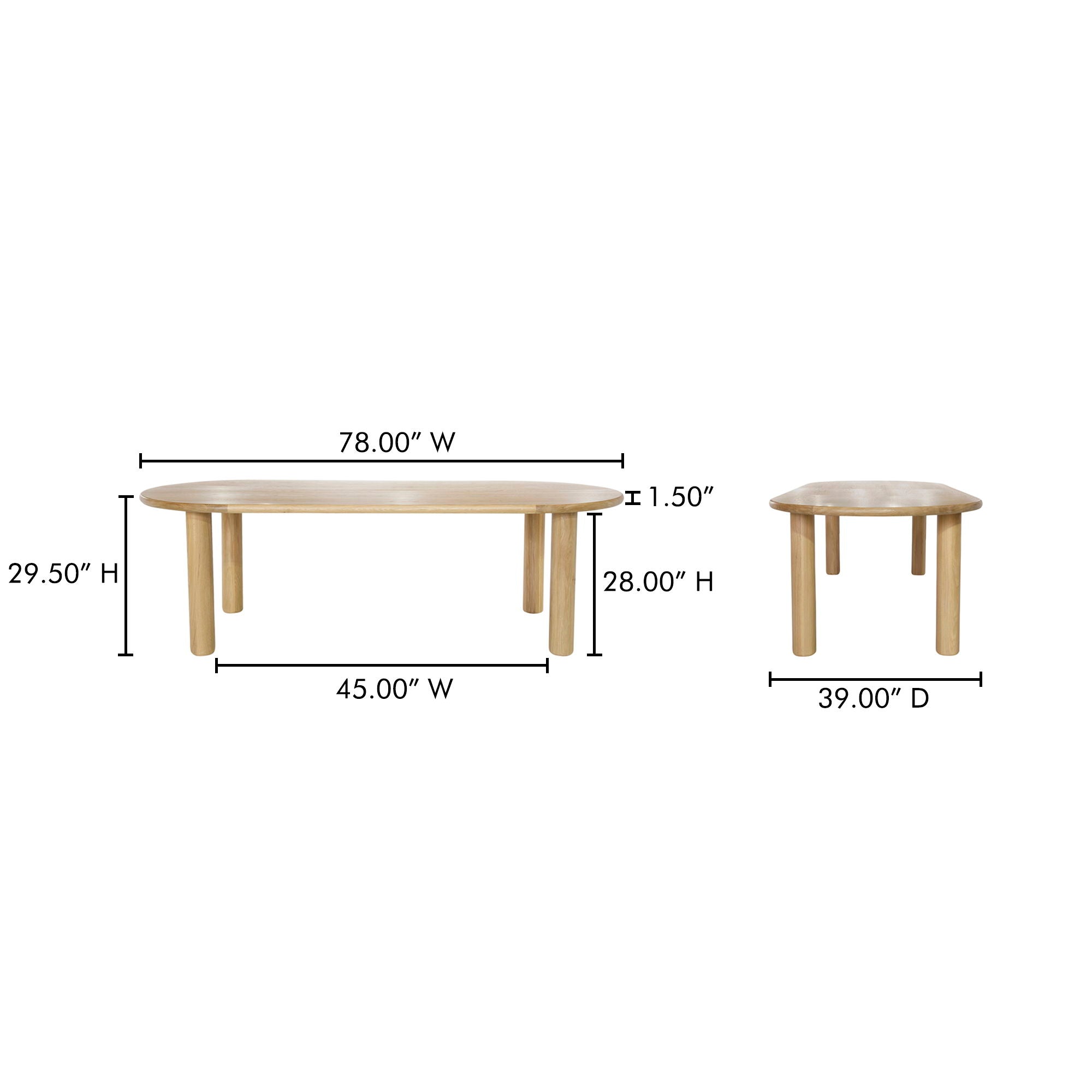 Milo - Small Oak Dining Table - Natural Solid