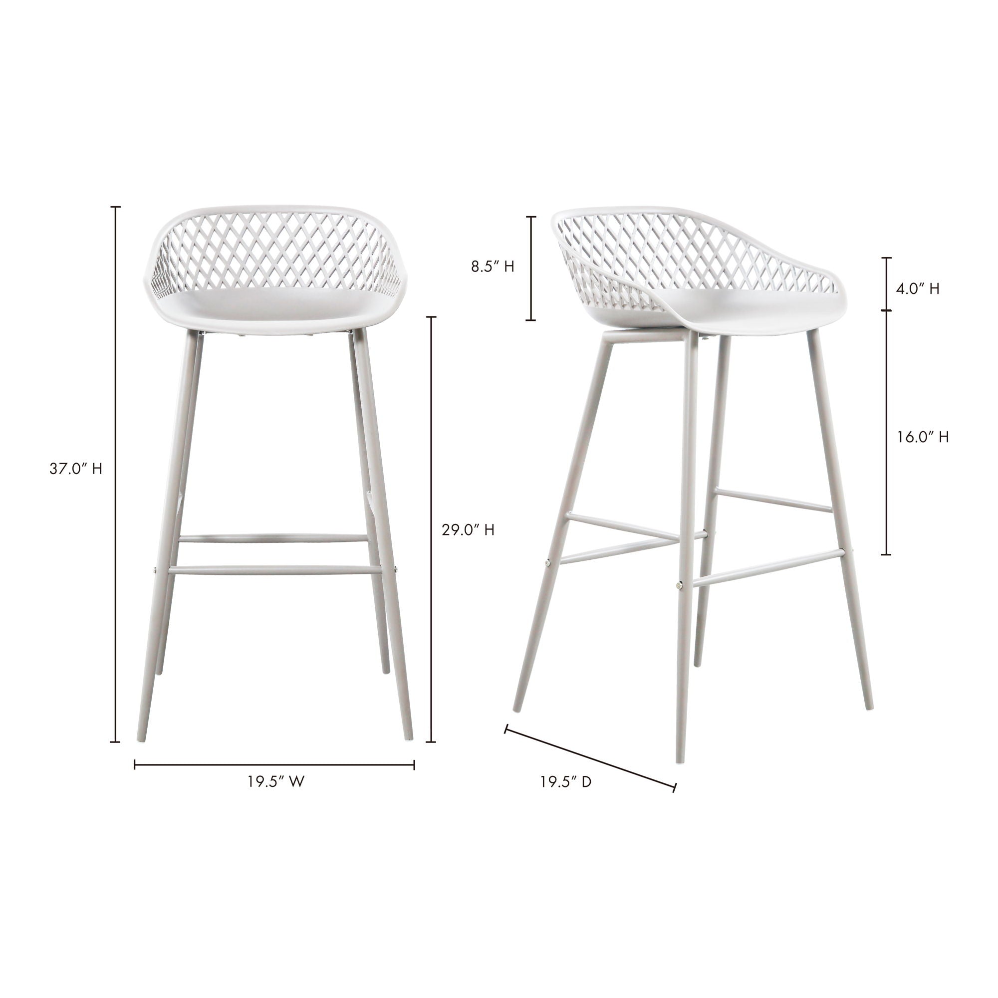 Piazza - Outdoor Barstool (Set of 2) - White