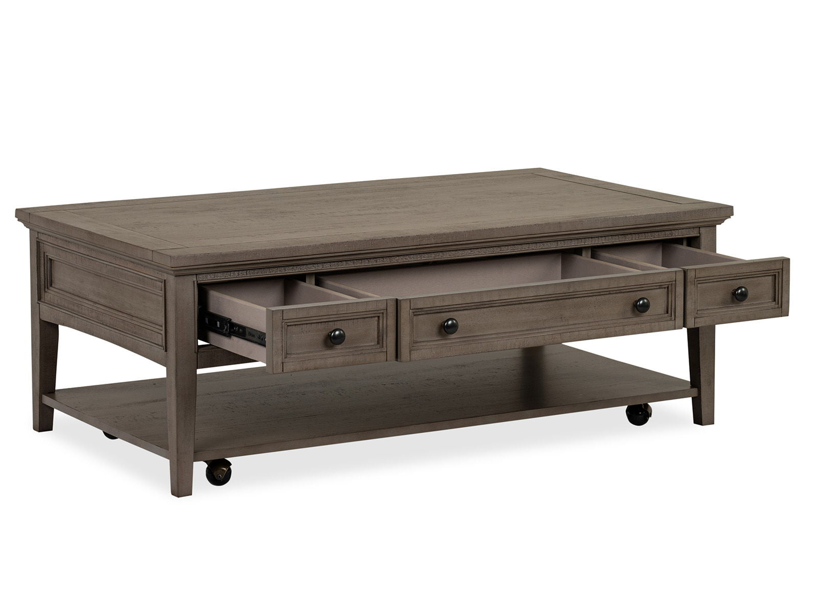 Paxton Place - Rectangular Cocktail Table With Casters - Dovetail Grey