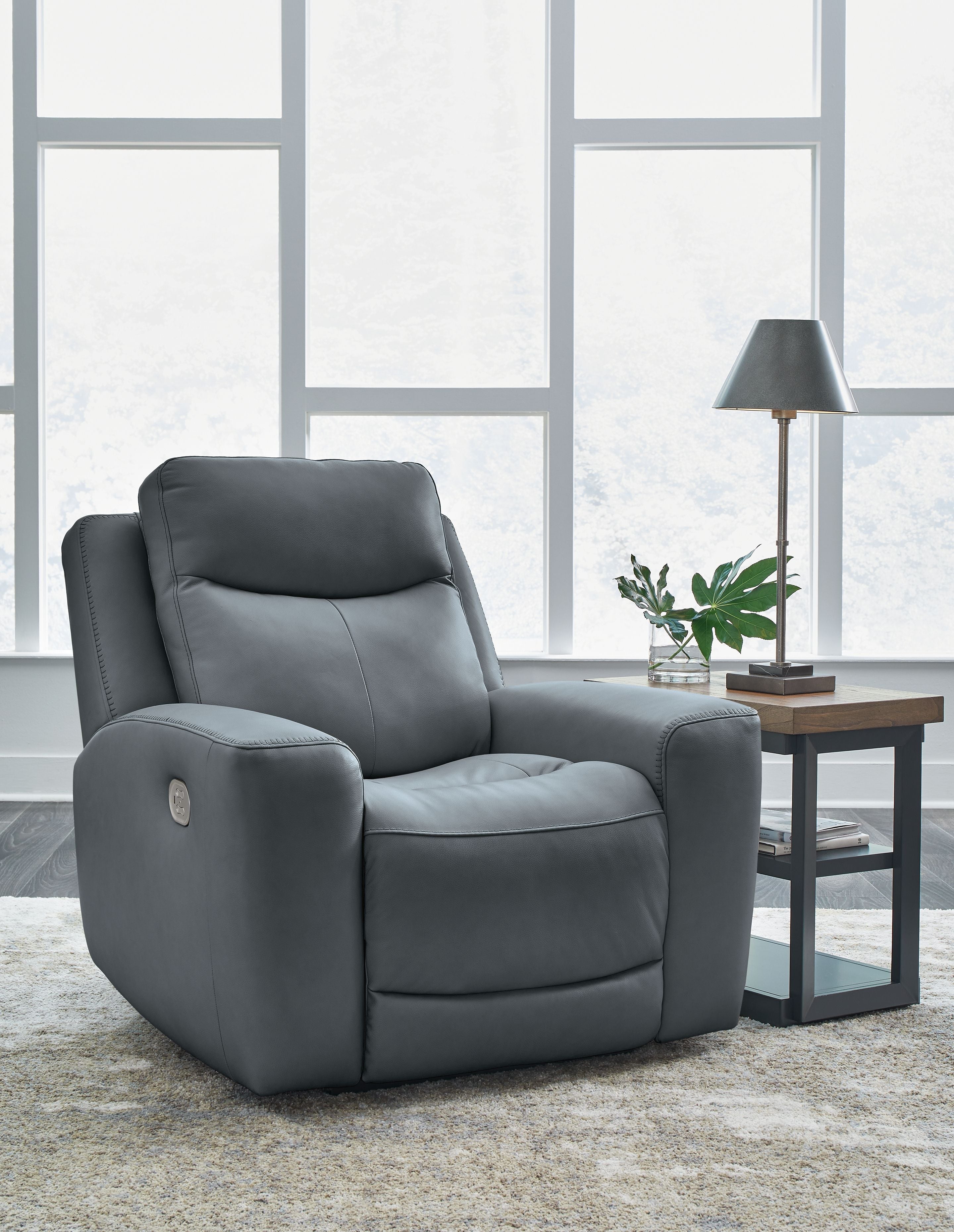 Mindanao - Pwr Recliner/Adj Headrest - Leather Match - Steel