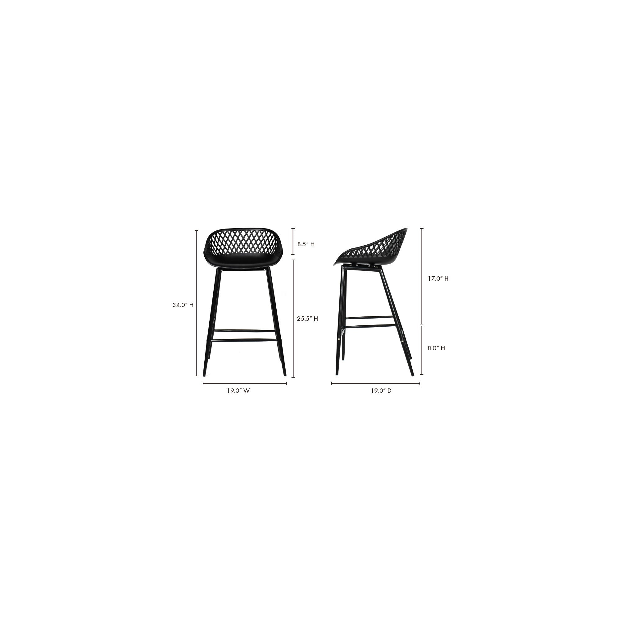 Piazza - Outdoor Counter Stool (Set of 2) - Black