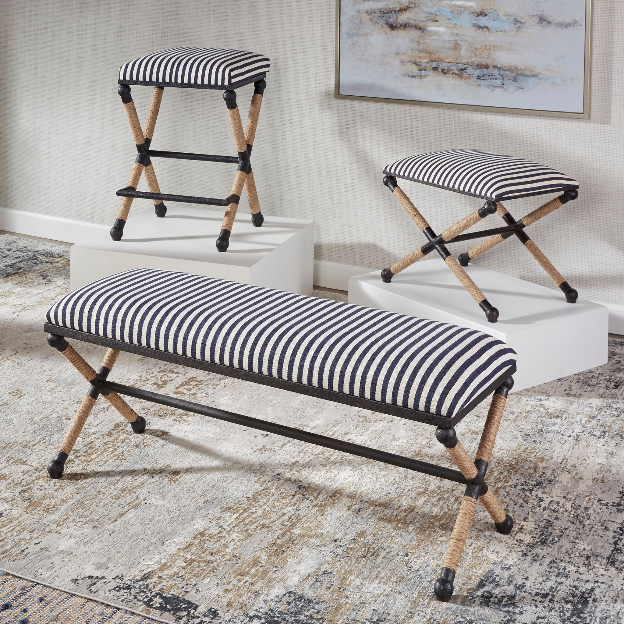 Braddock - Striped Bench - Black