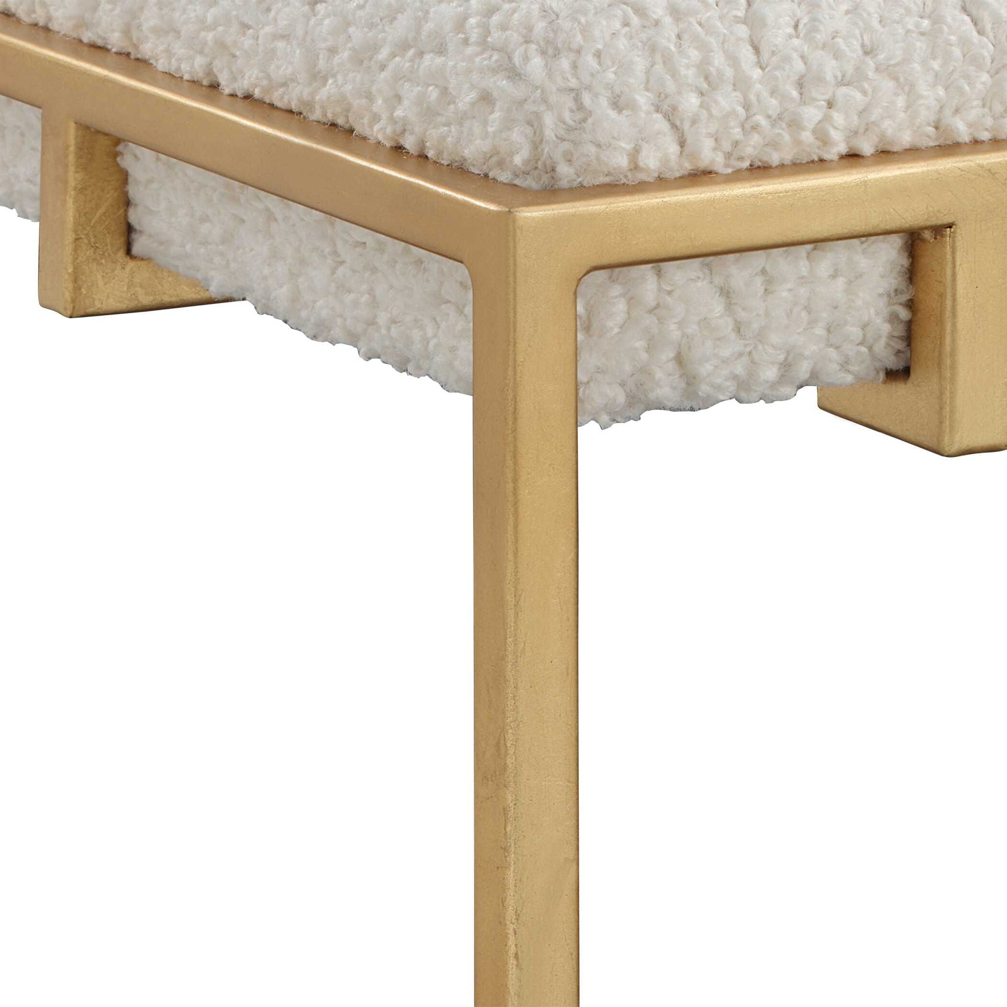 Paradox - Small Shearling Bench - Gold & White