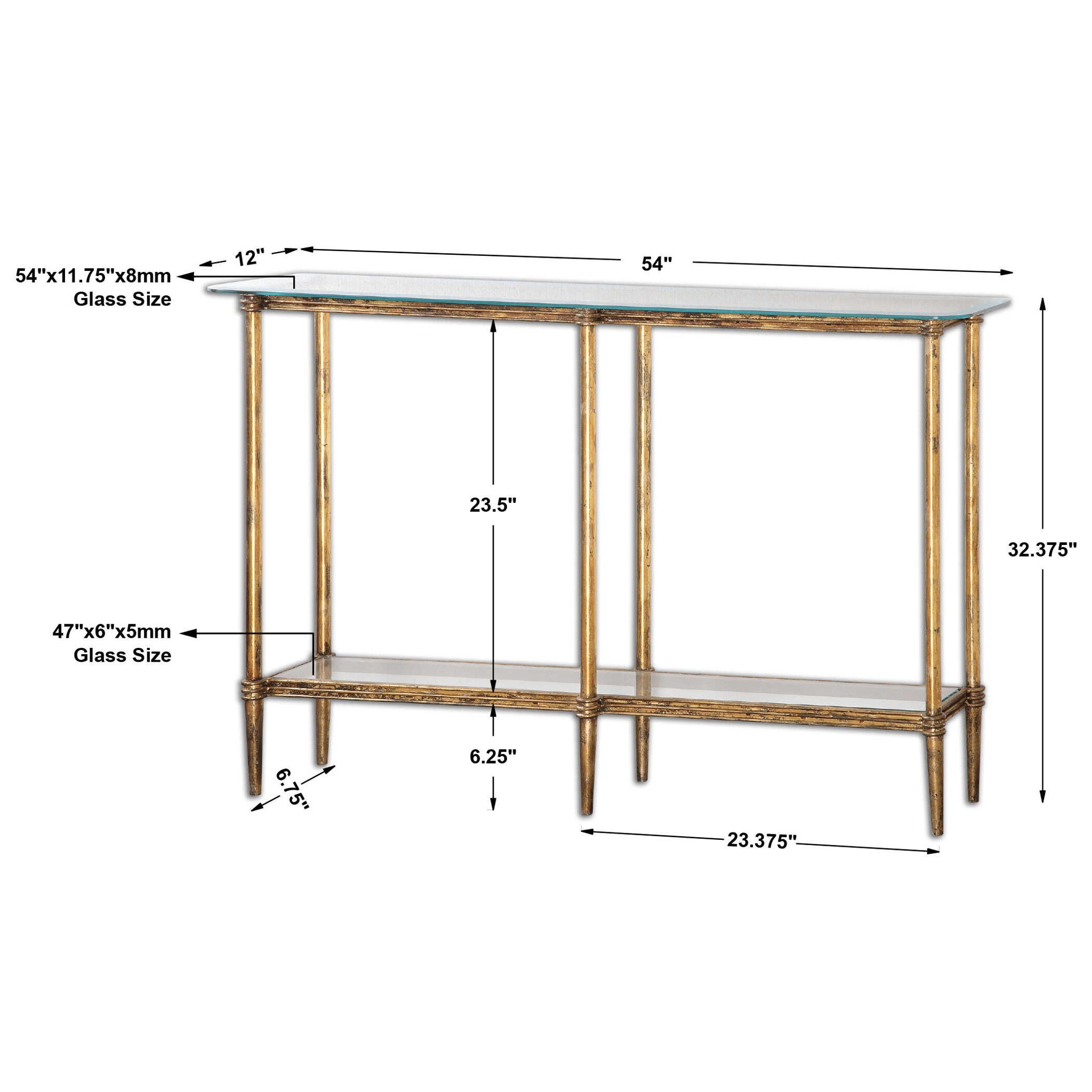 Elenio - Glass Console Table - Gold