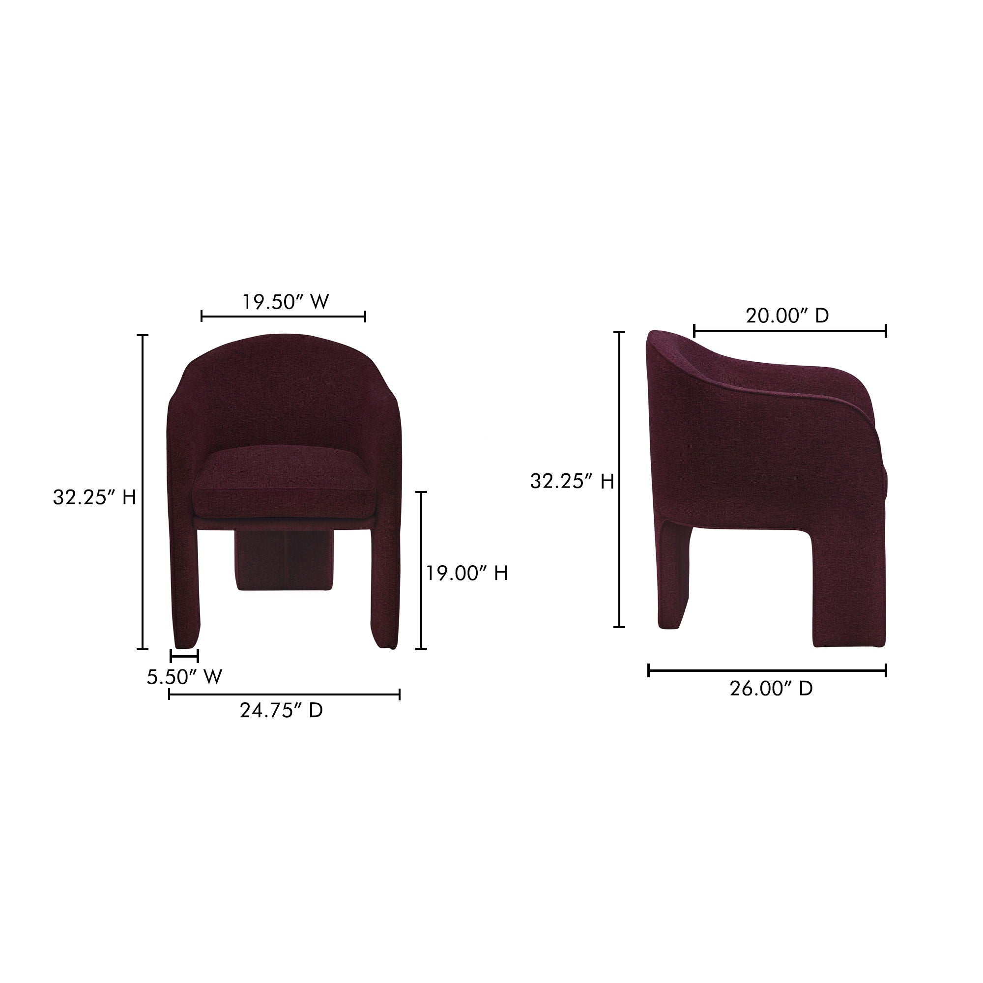 Clara - Dining Chair Performance Fabric - Plum