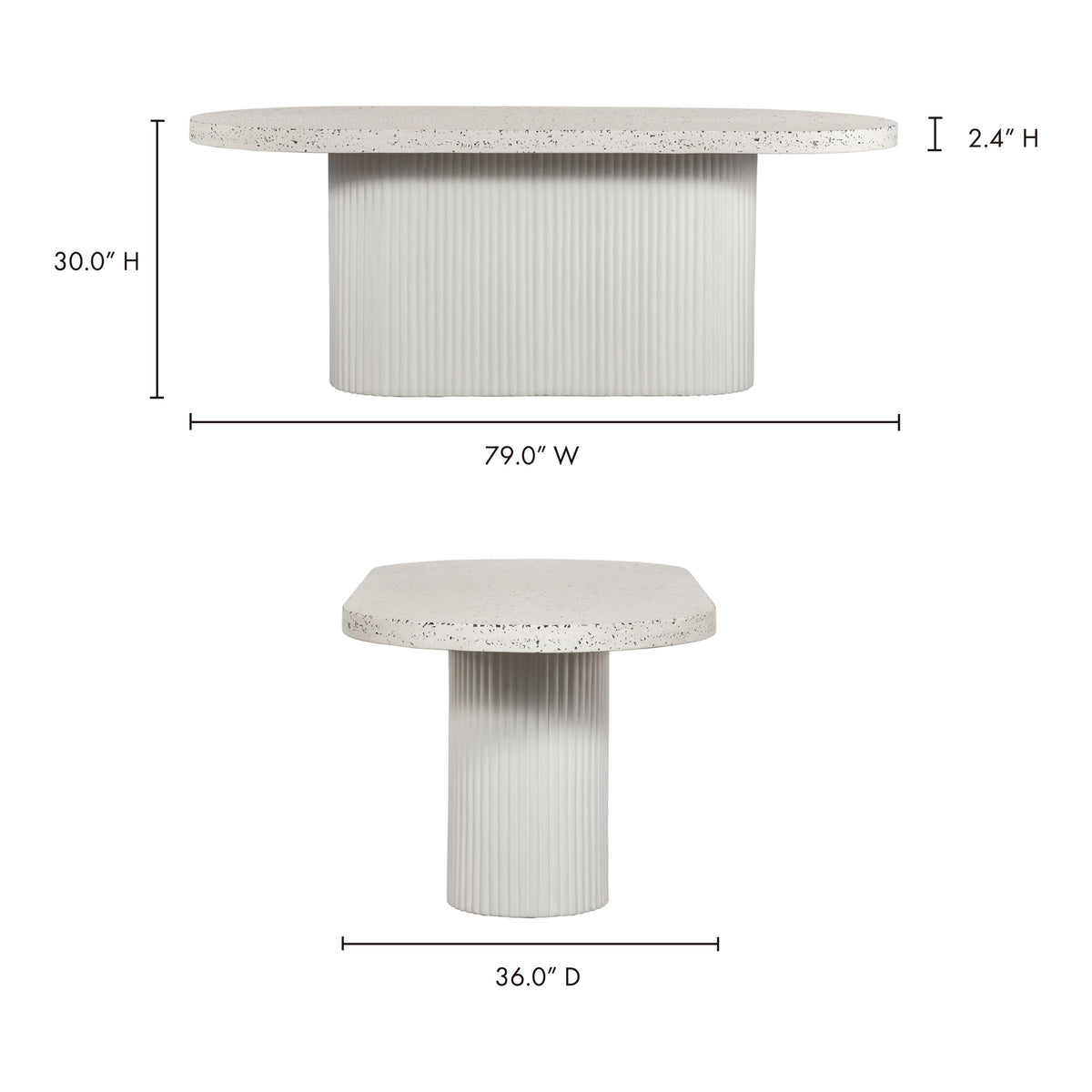 Lyon - Outdoor Cement Dining Table - Pearl Silver