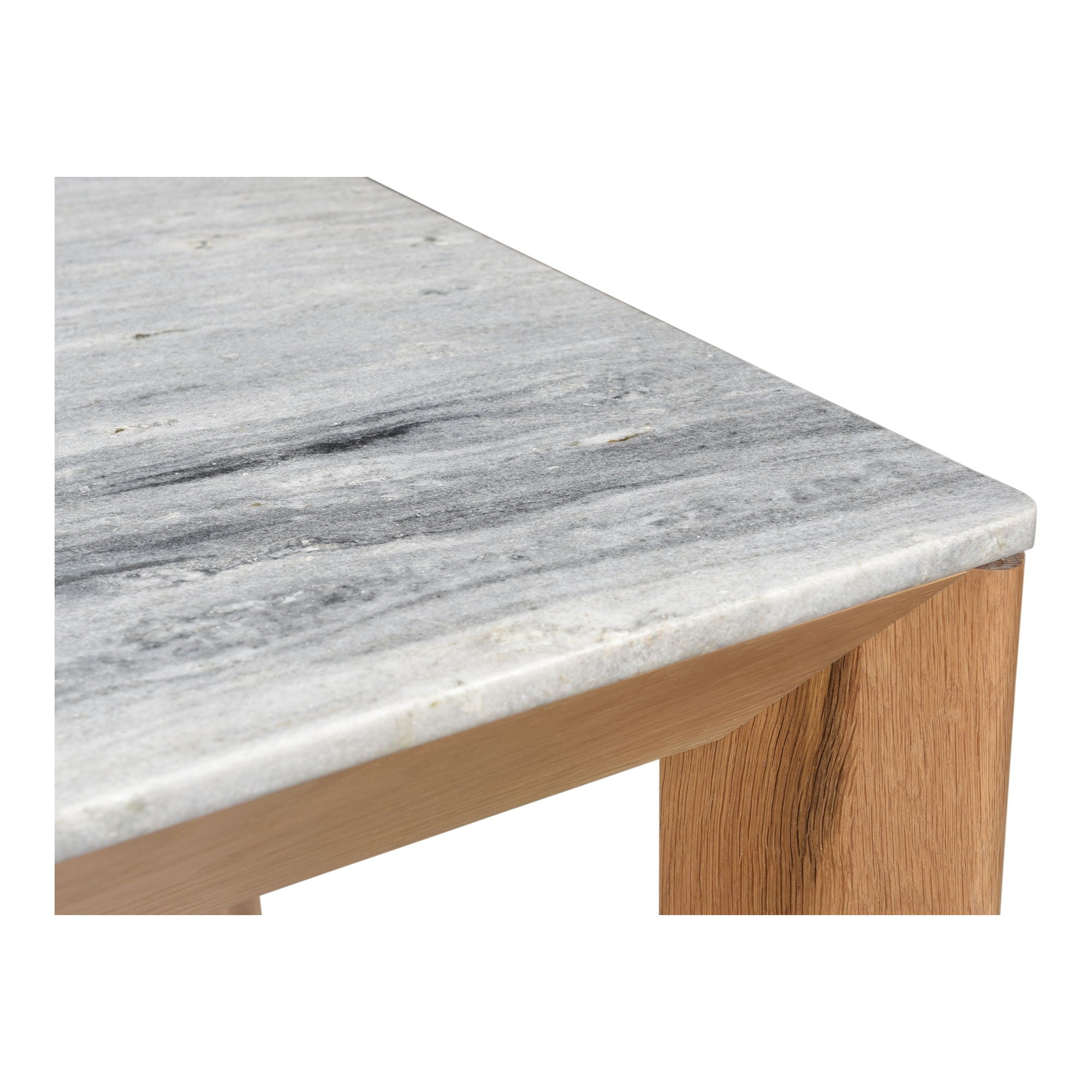 Angle - Large Marble Rectangular Dining Table - Natural Oak