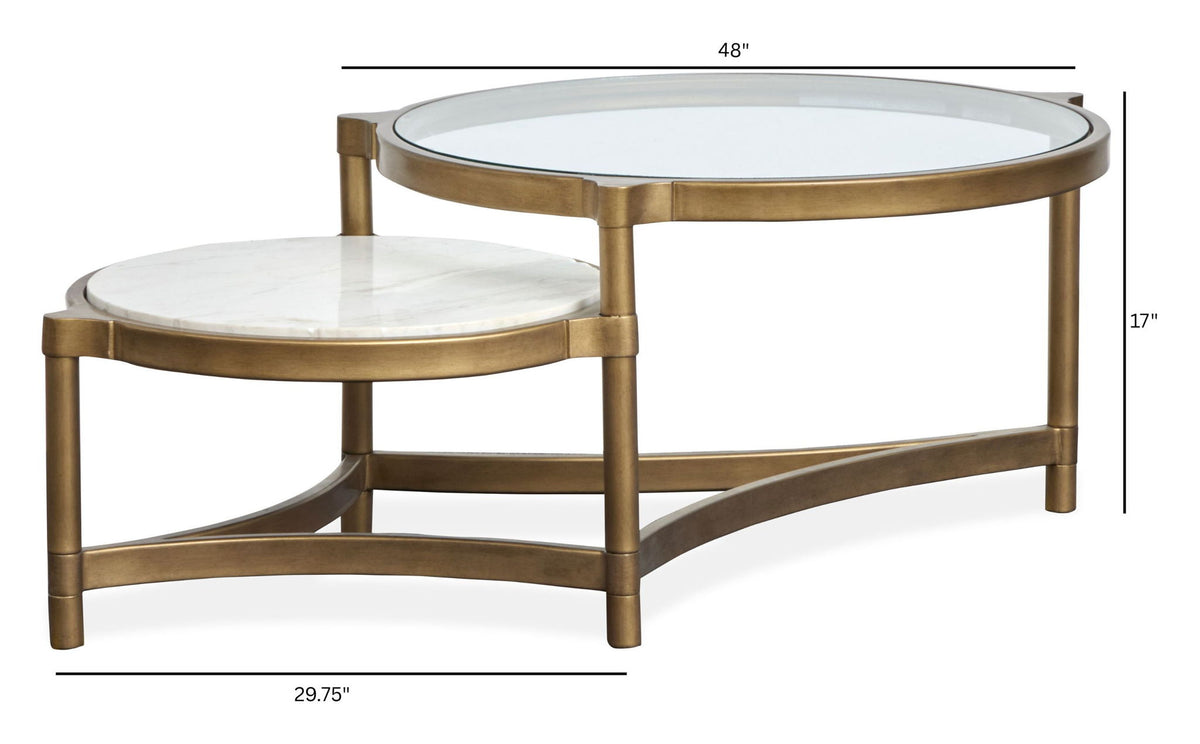 Cassidy - Shaped Cocktail Table - Aged Brass And Volakas Classic