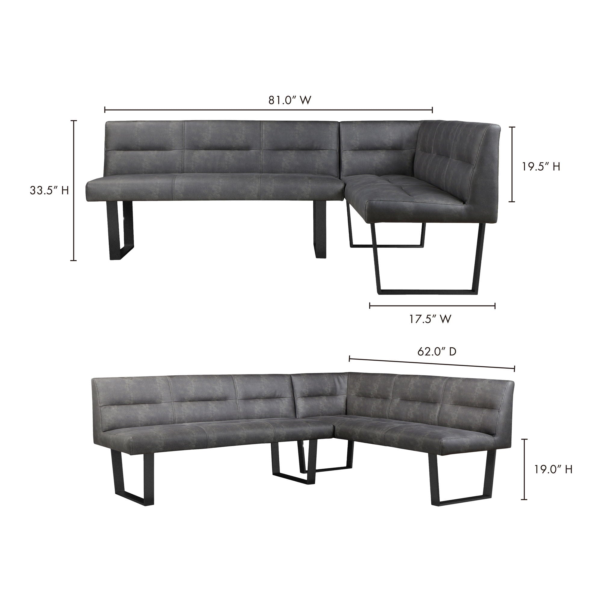 Hanlon - Corner Bench - Gray