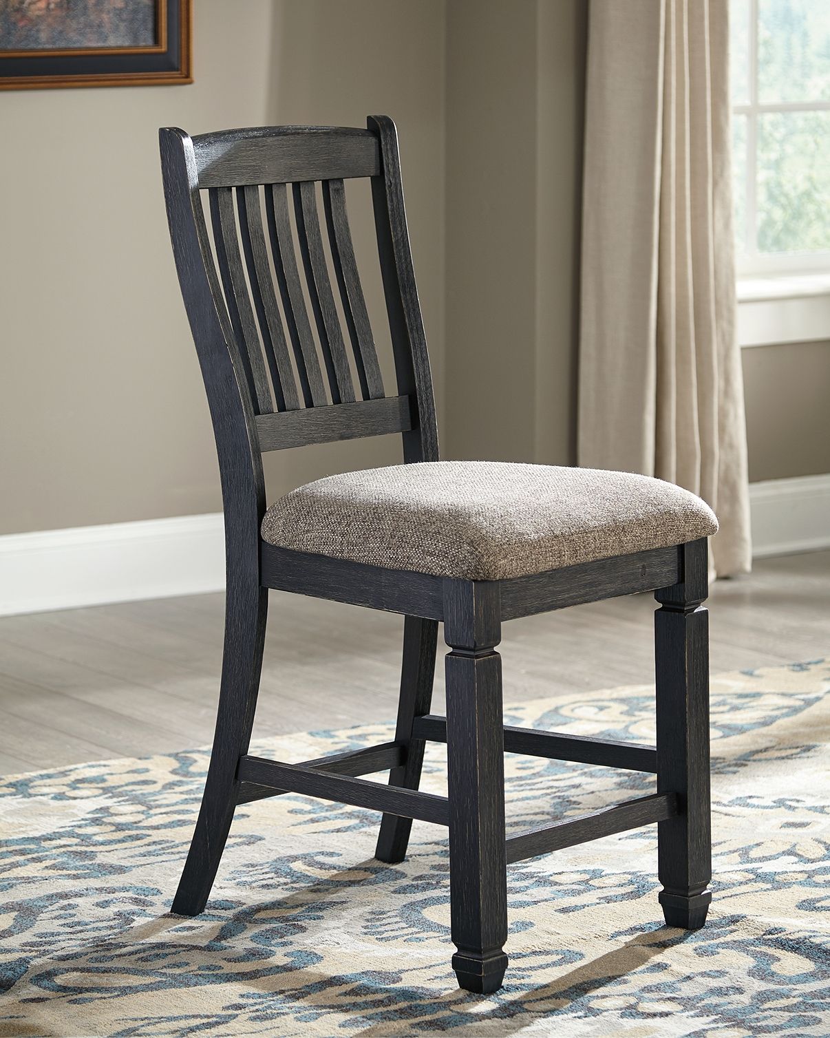 Tyler Creek - Upholstered Barstool (Set of 2) - Black / Grayish Brown