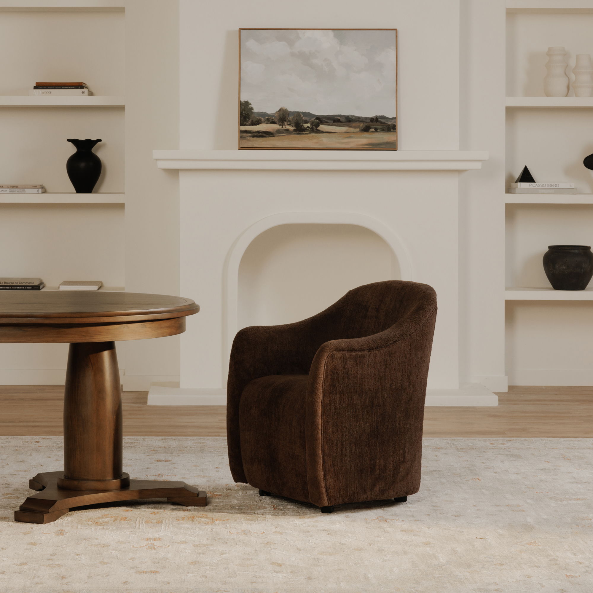 Drava - Rolling Dining Chair - Dark Brown