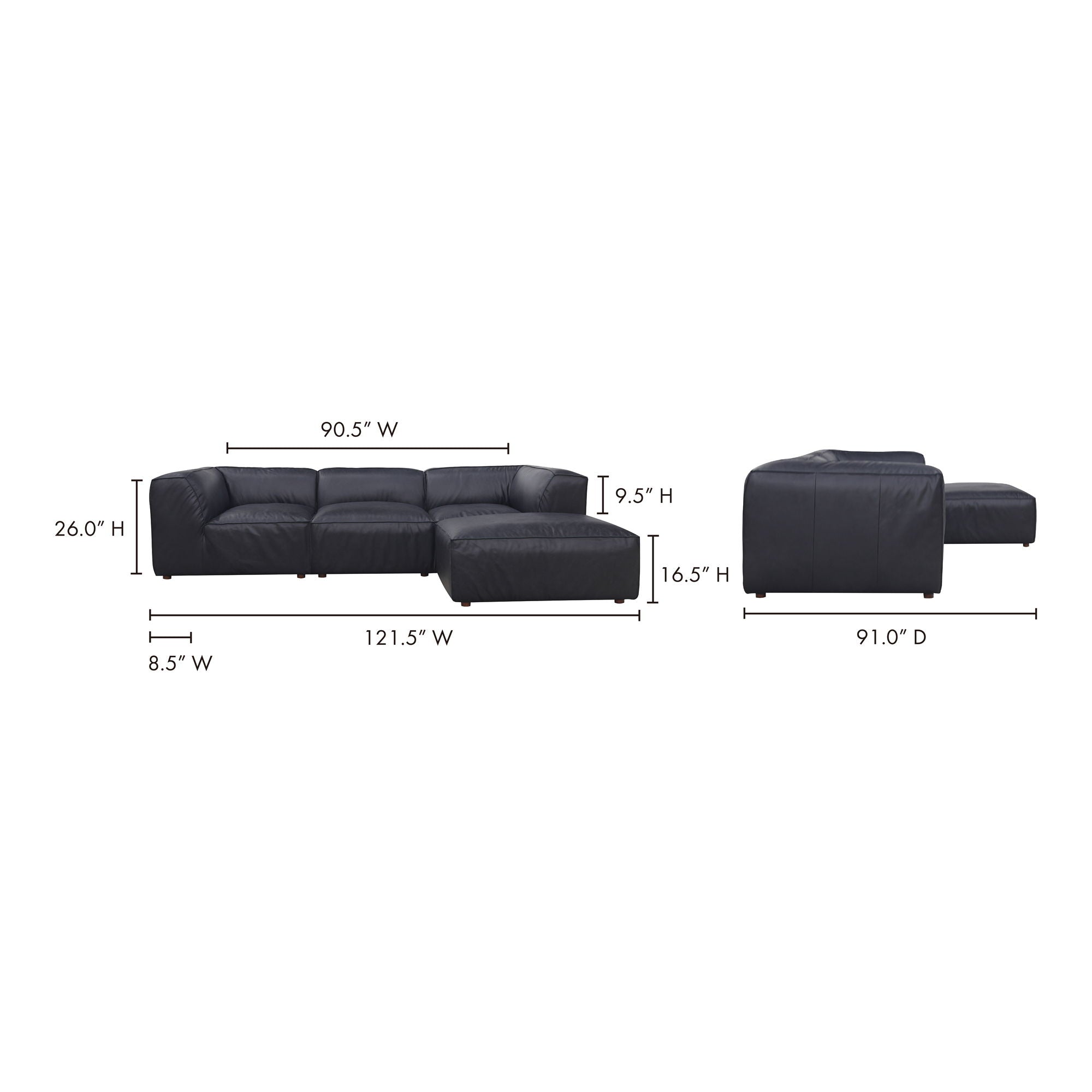 Form - Lounge Modular Leather Sectional - Vantage Black