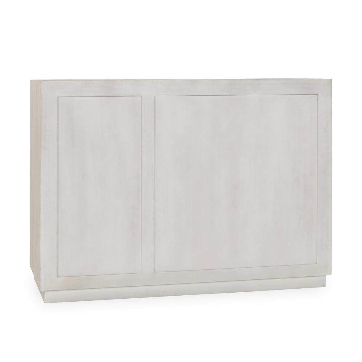 Isha - Mango Wood 3 Drawers 2 Door Cabinet - White Washed