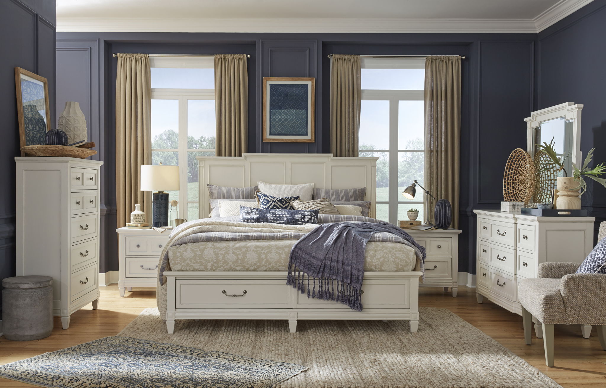 Willowbrook - Landscape Mirror - Egg Shell White With Slight Rub Through