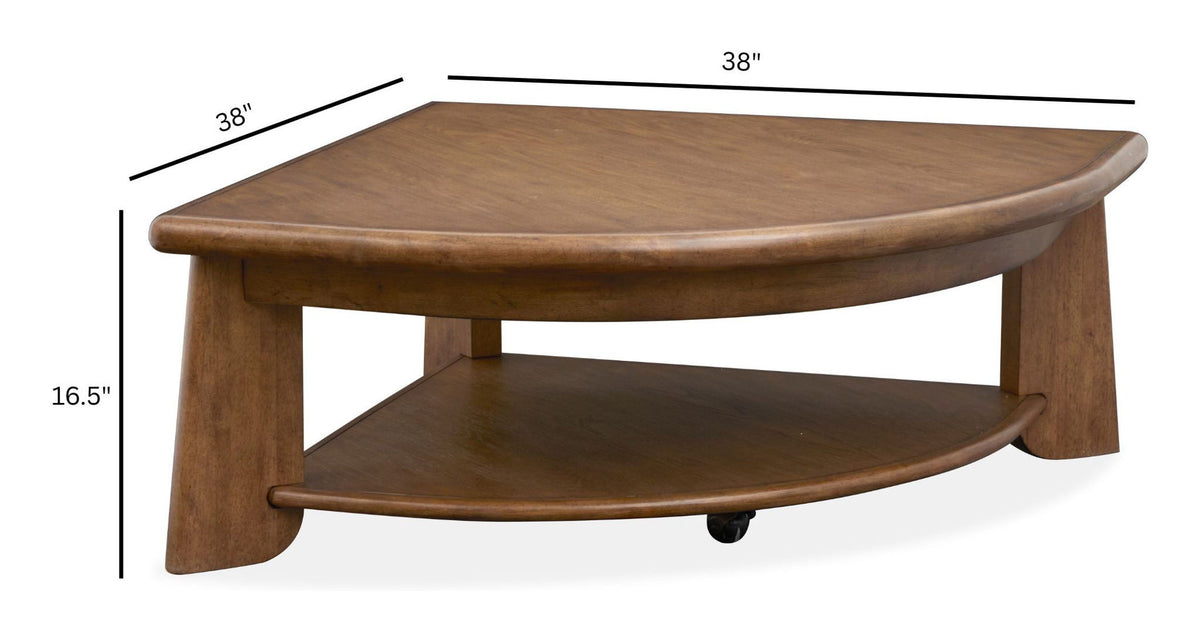 Tanner - Pie Shaped Lift Top Cocktail Table With Casters - Tawny Brown