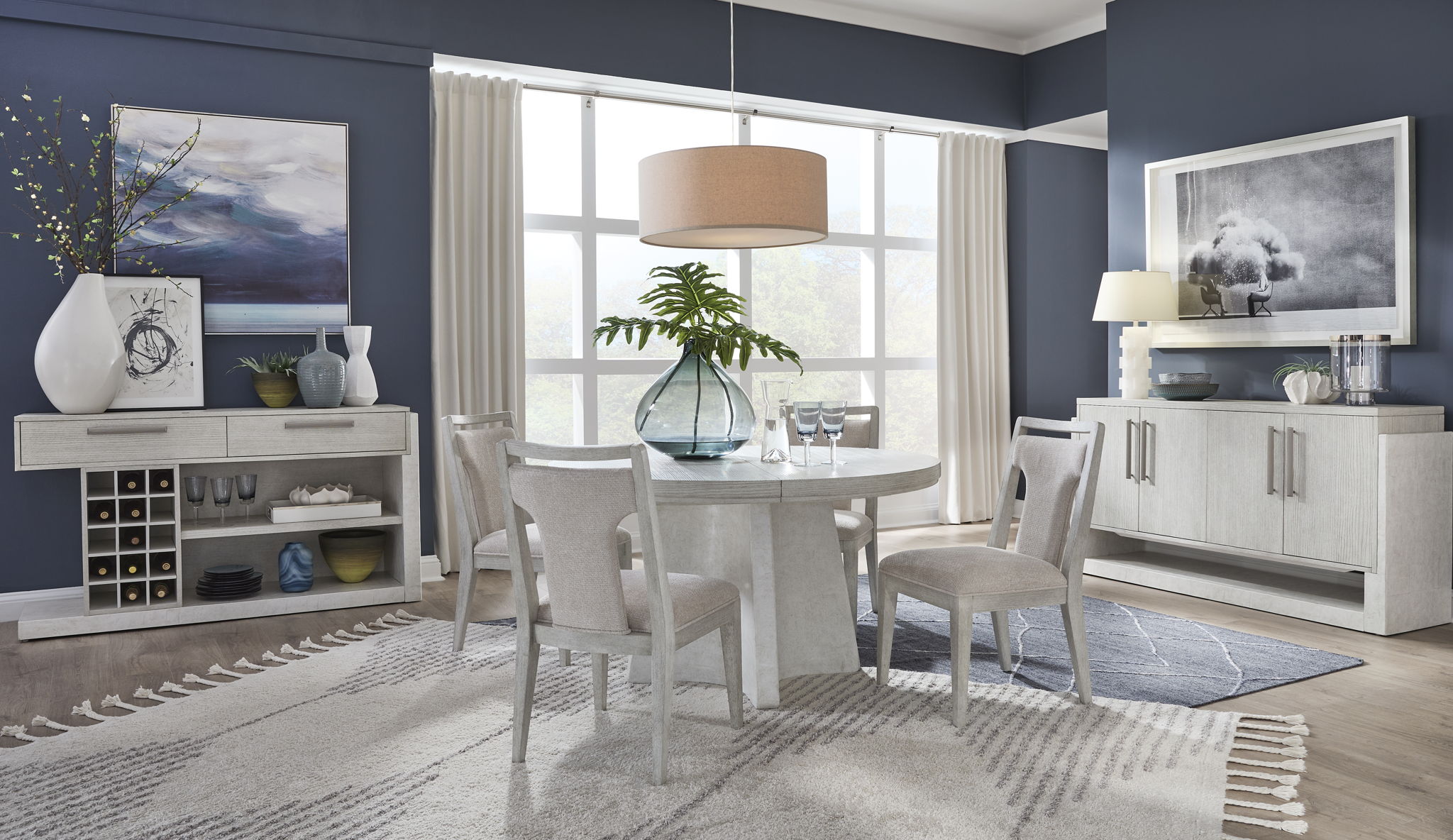Lorelei - Extendable 54" Round Dining Table - Misty Cloud