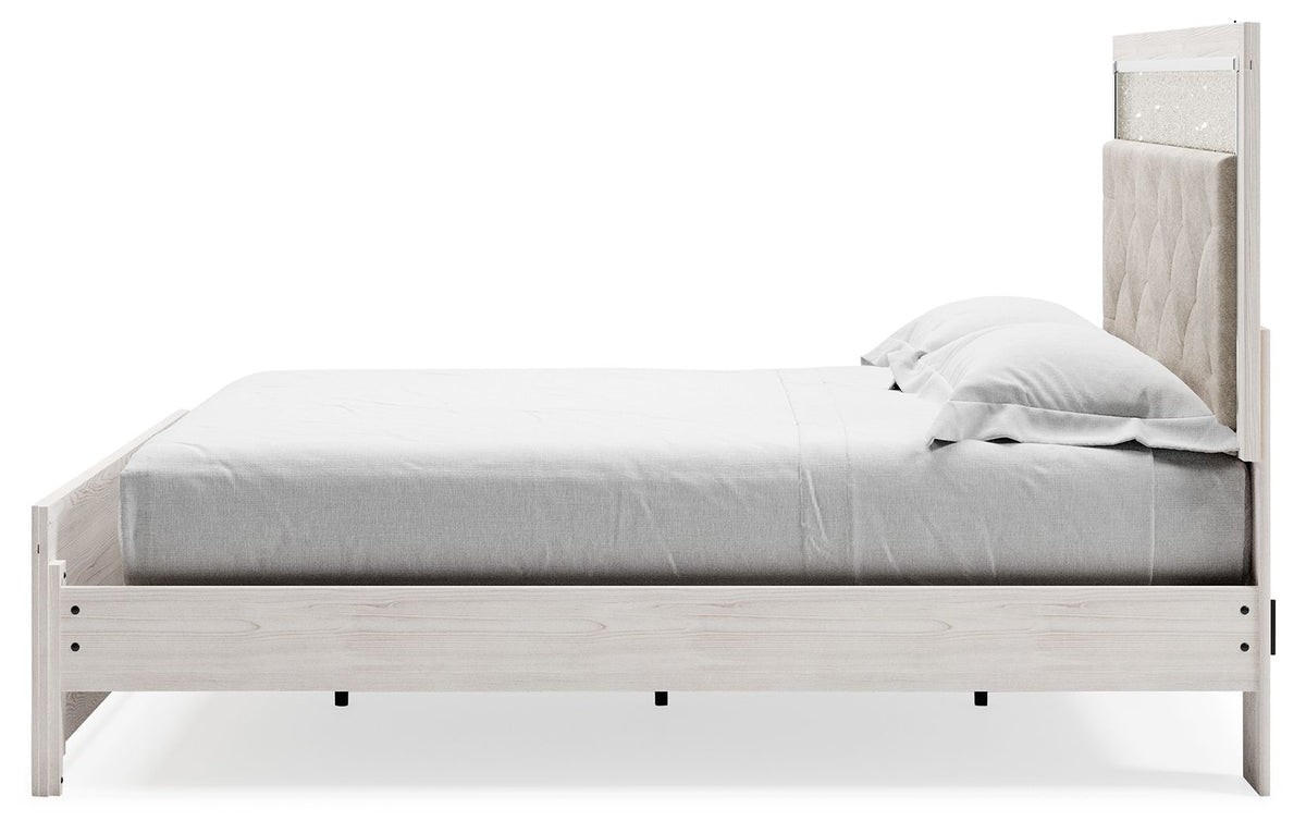 Altyra - King Panel Bed With Upholstered Headboard - White