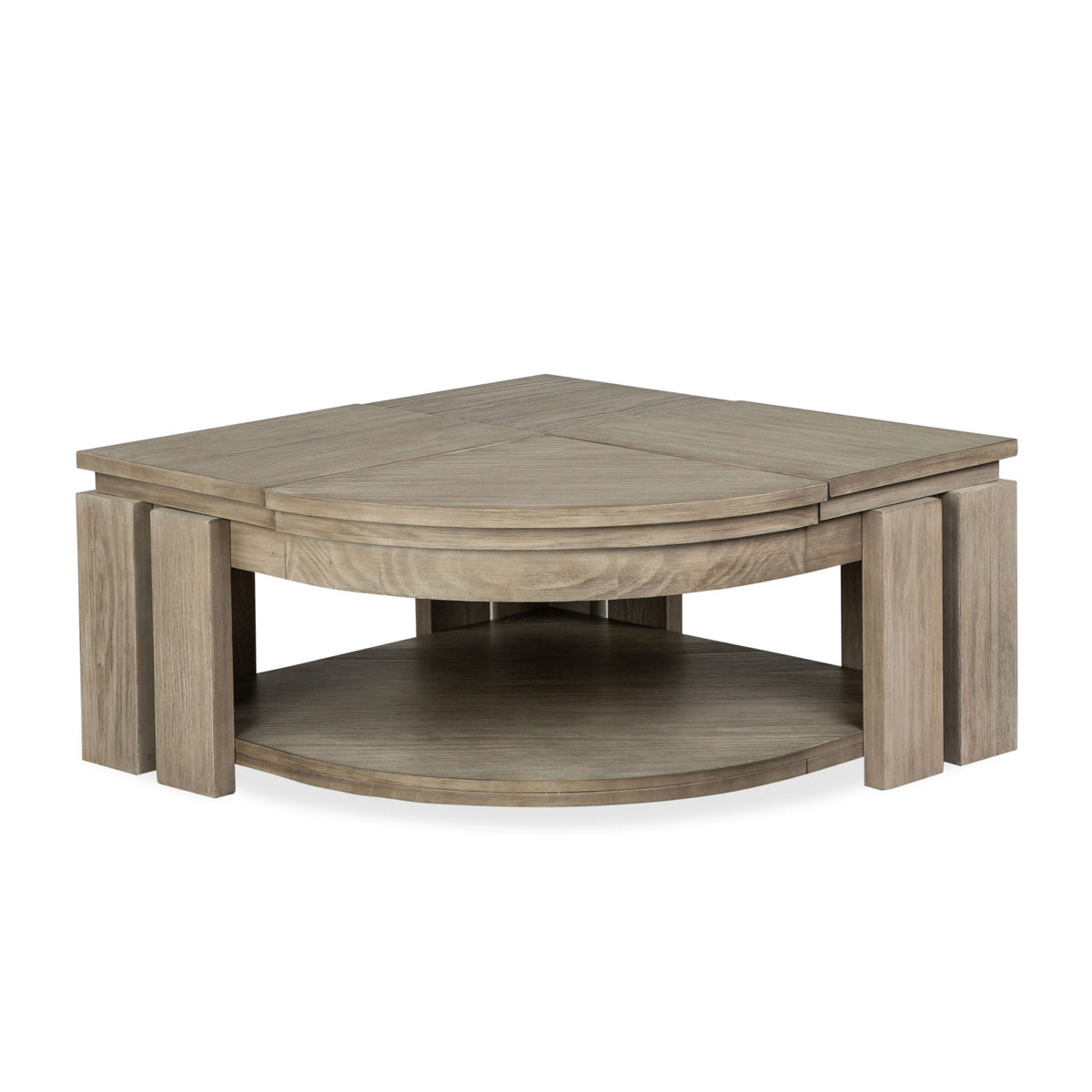 Conrad - Pie Shaped Lift Top Cocktail Table With Casters - Stone Harbor Gray