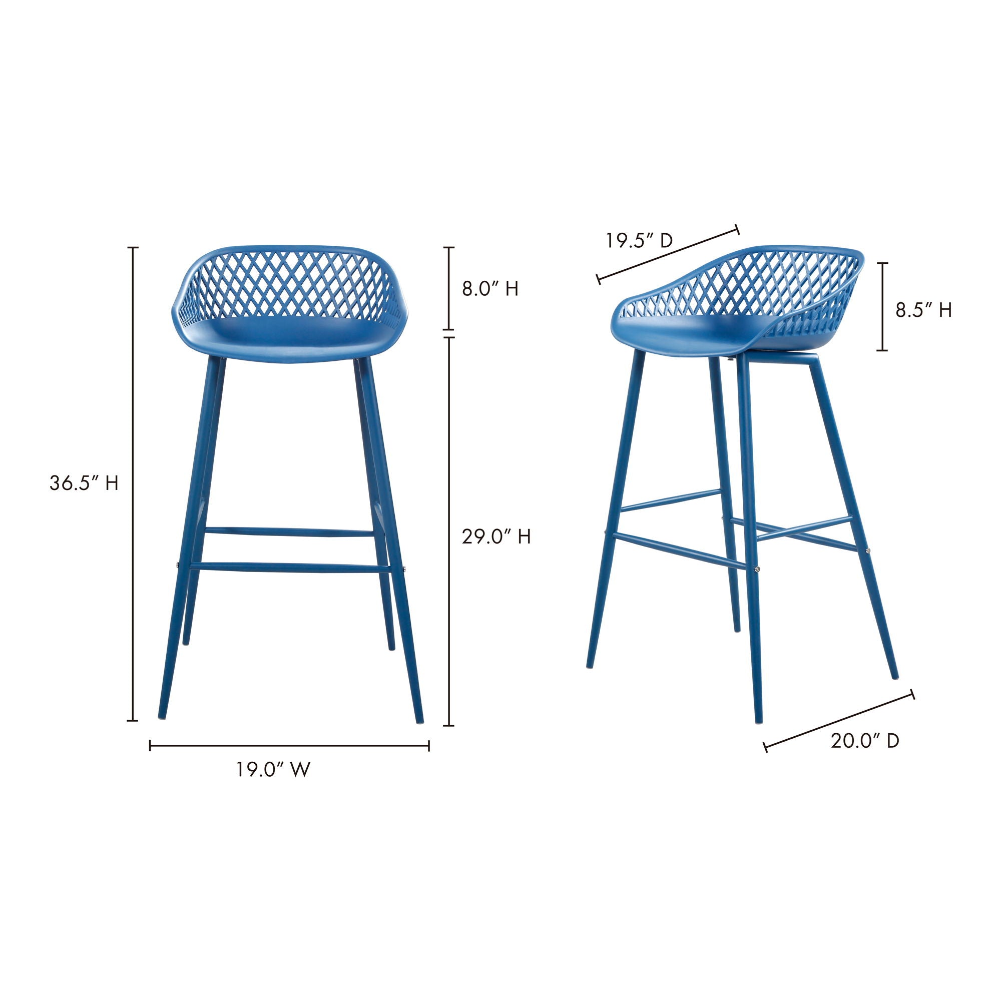 Piazza - Outdoor Barstool - Blue - M2