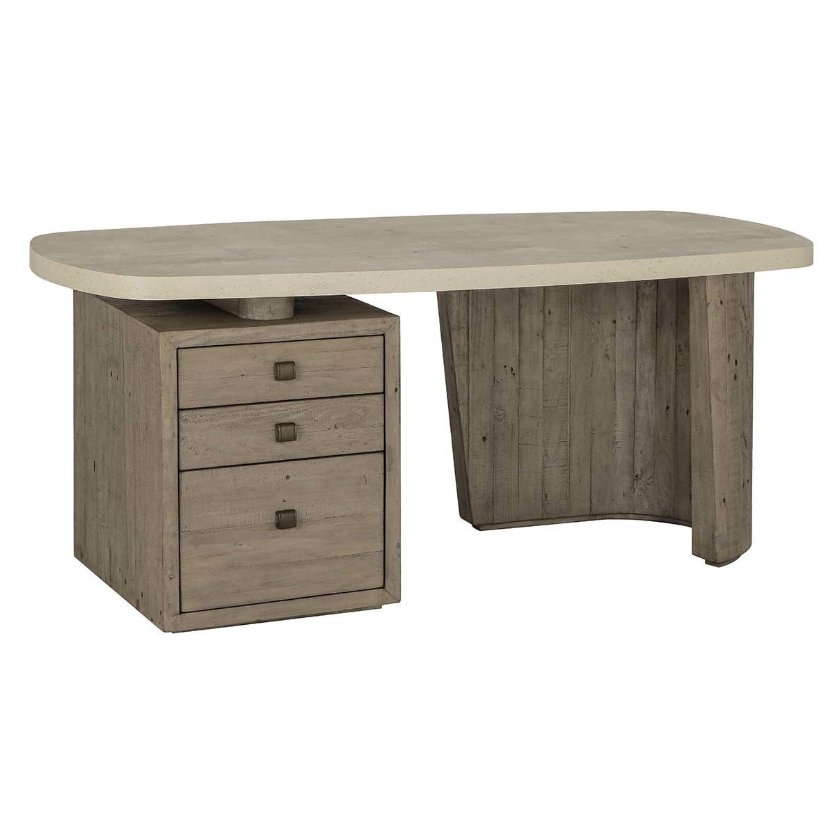 Angus - Solid Wood Desk - Distressed Gray/Antique White