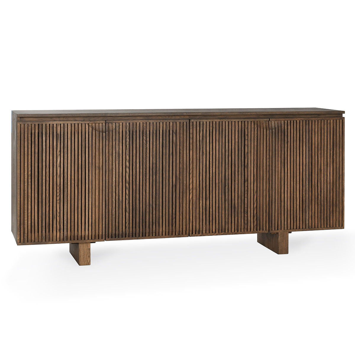 Roya - Reclaimed Oak Wood 4 Door Cabinet - Toasted Brown