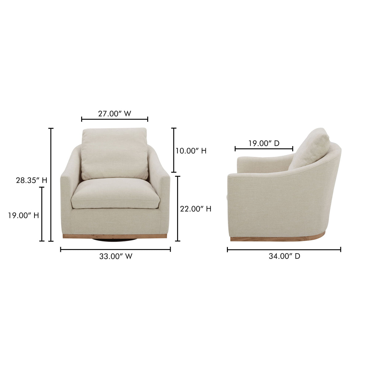 Linden - Fabric Swivel Chair - Soft Beige