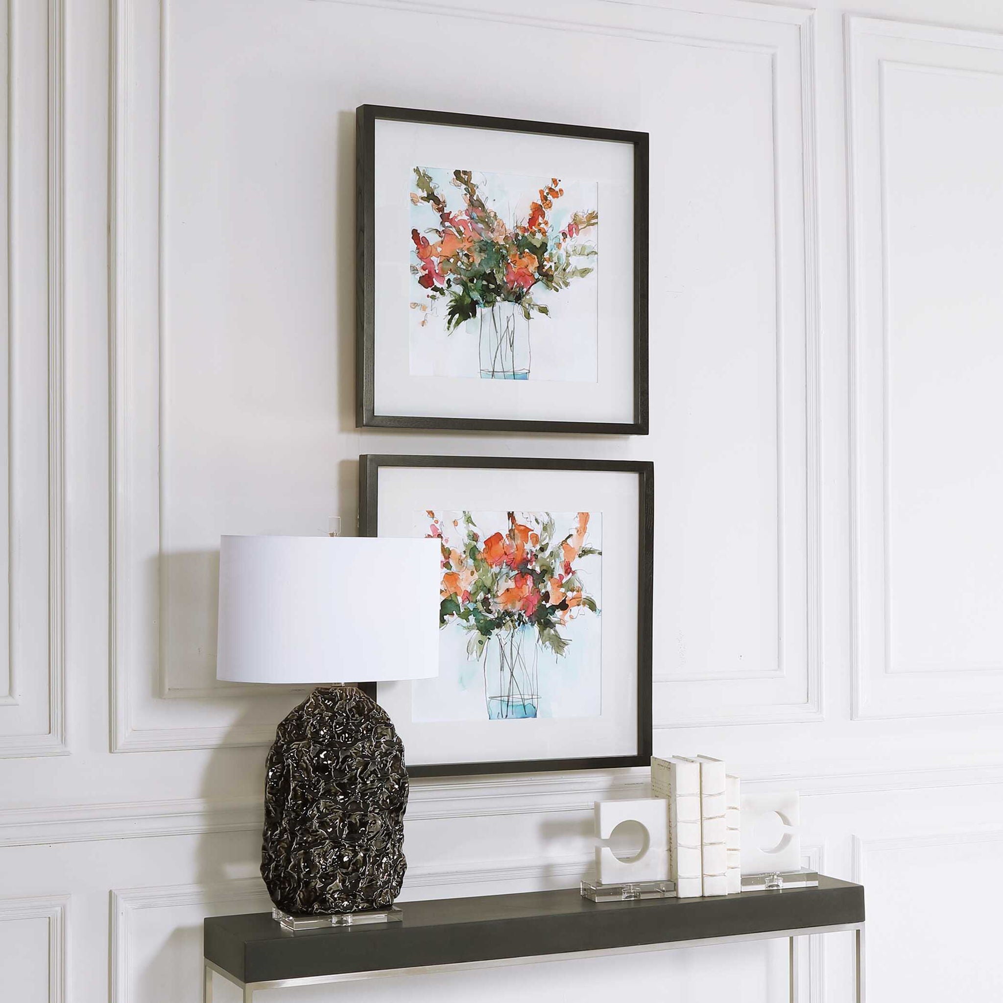 Fresh Flowers - Watercolor Prints (Set of 2) - Beige
