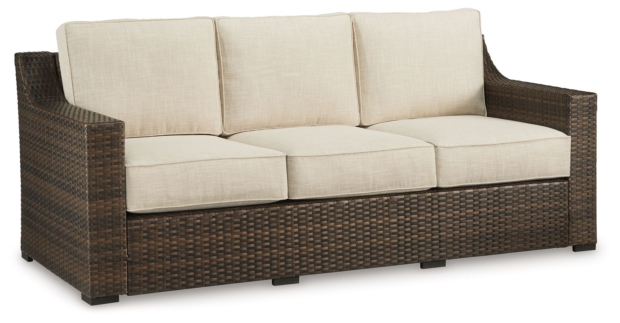 Wellingtons Peak - Beige / Dark Brown - Sofa With Cushion