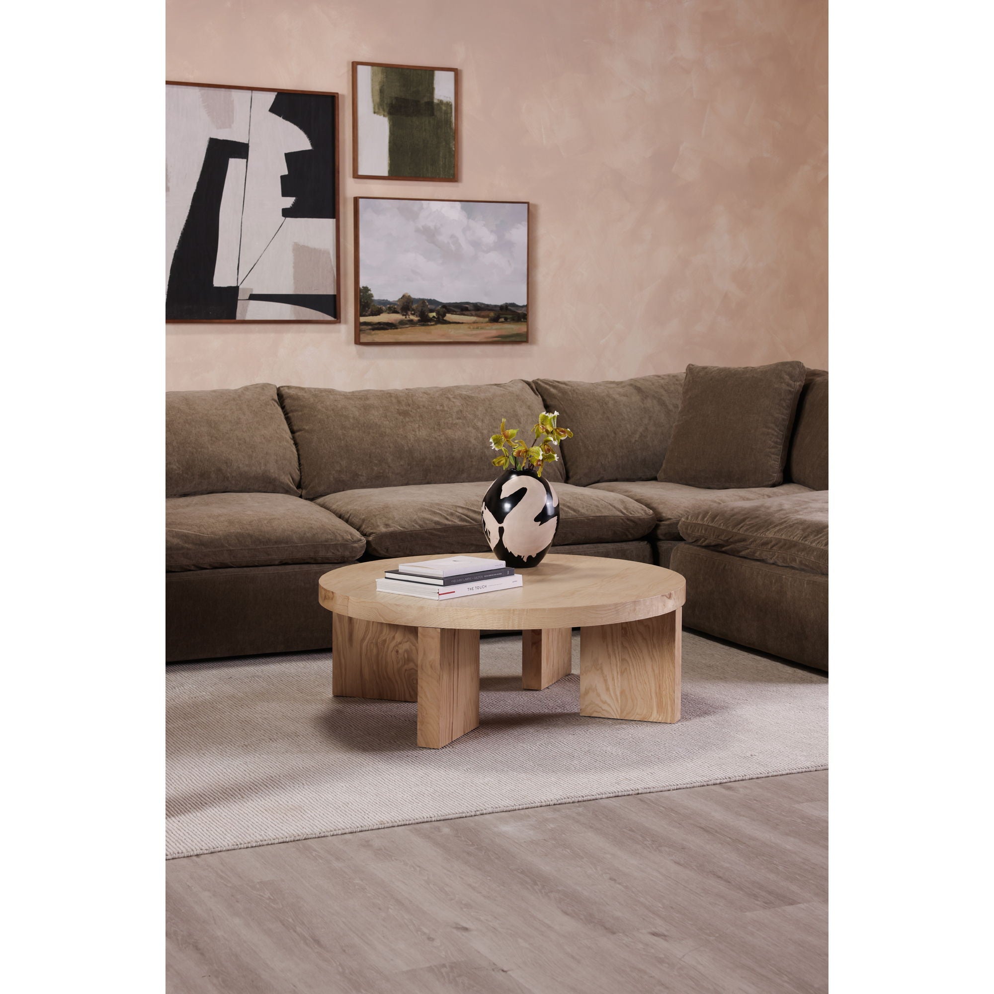 Clay - Performance Fabric Ottoman - Light Brown
