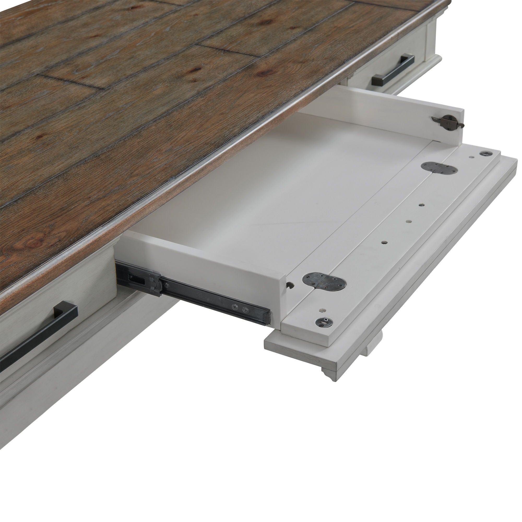 Drake - 60" Writing Desk - Rustic White / French Oak