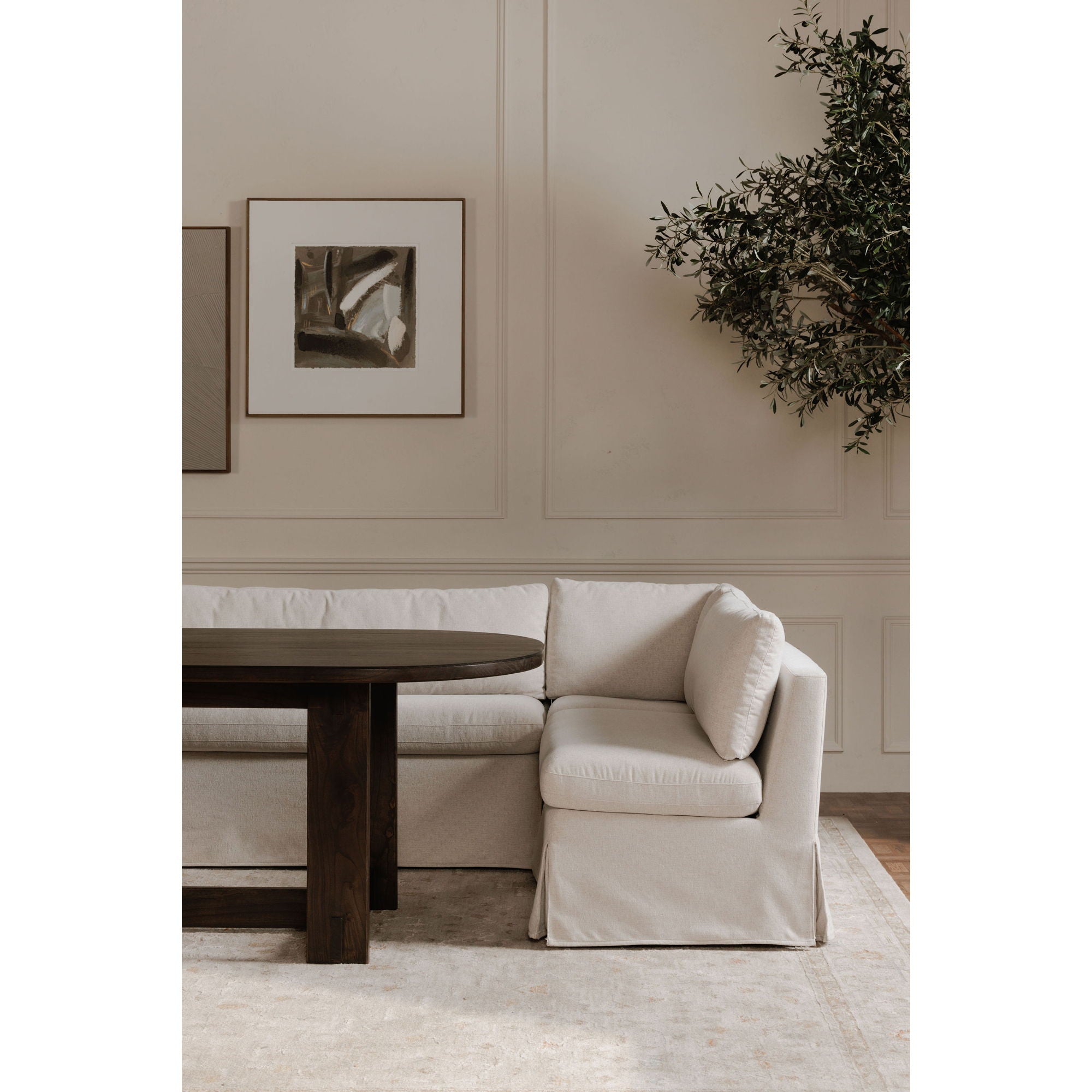 Fable - 5 Piece Slipcover Dining Banquette U-Shape - Beige
