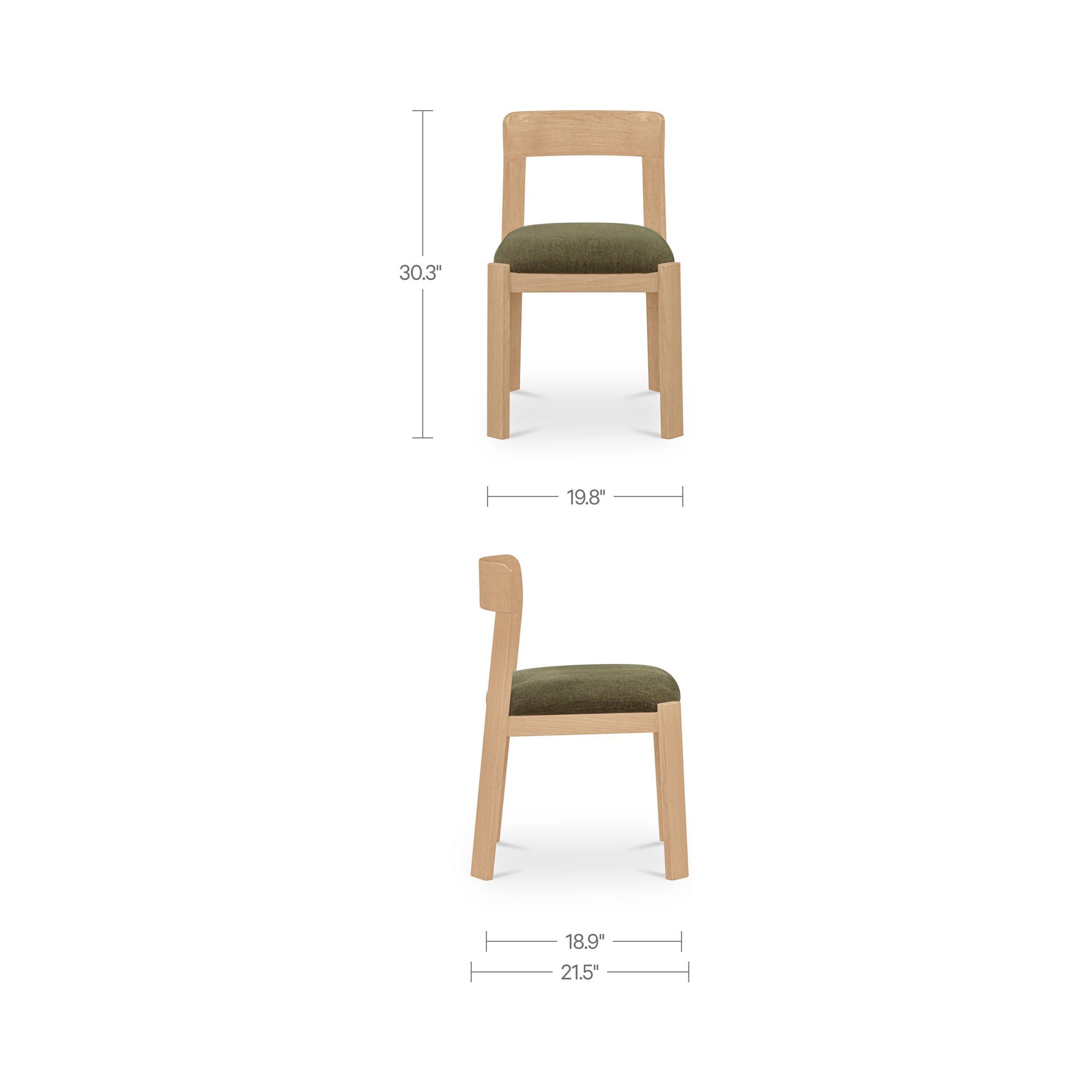 Oli - Dining Chair (Set of 2) - Dark Green / Light Brown
