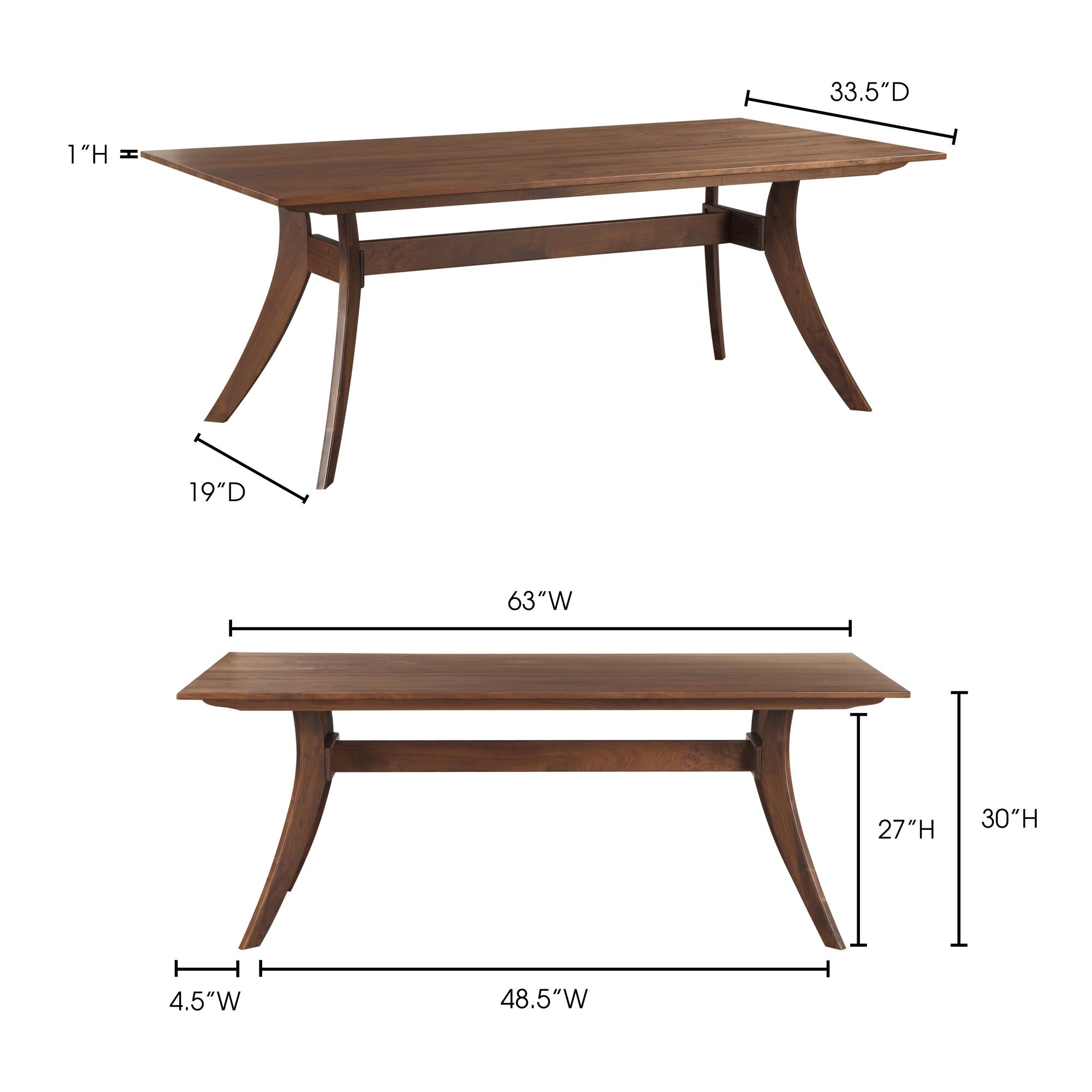 Florence - Small Rectangular Dining Table - Walnut