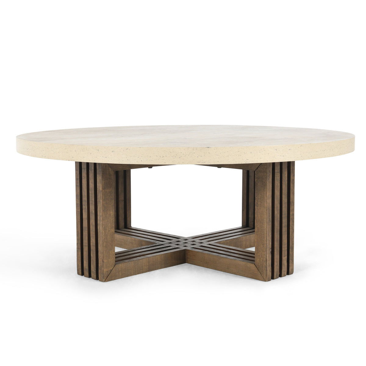 Aspen - Round Coffee Table - Distressed Brown/Antique White
