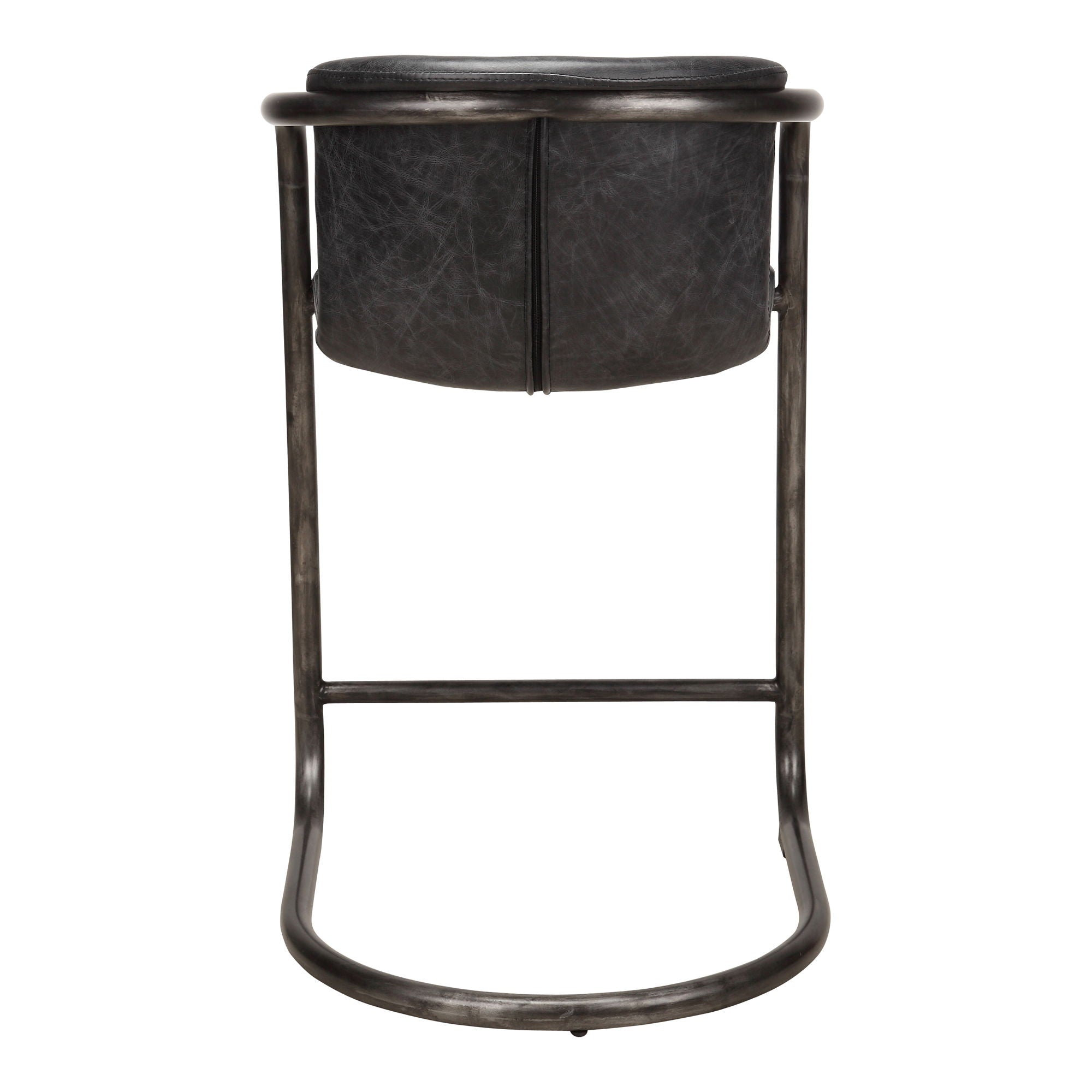 Freeman - Leather Counter Stool (Set of 2) - Onyx Black