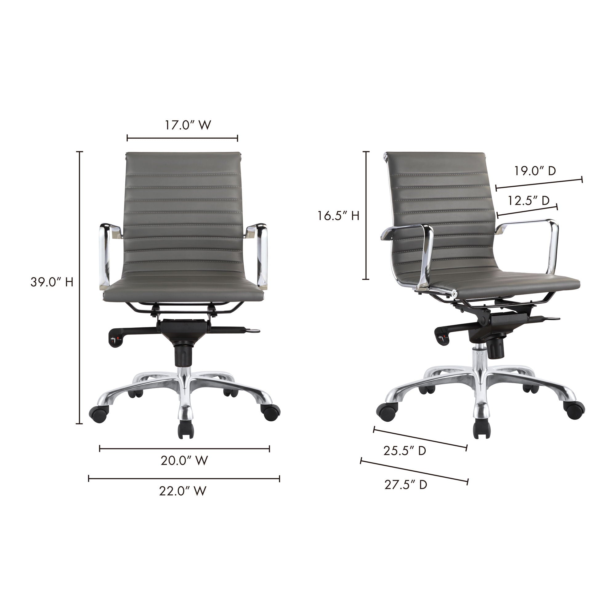 Studio - Low Back Office Chair - Gray Vegan Leather