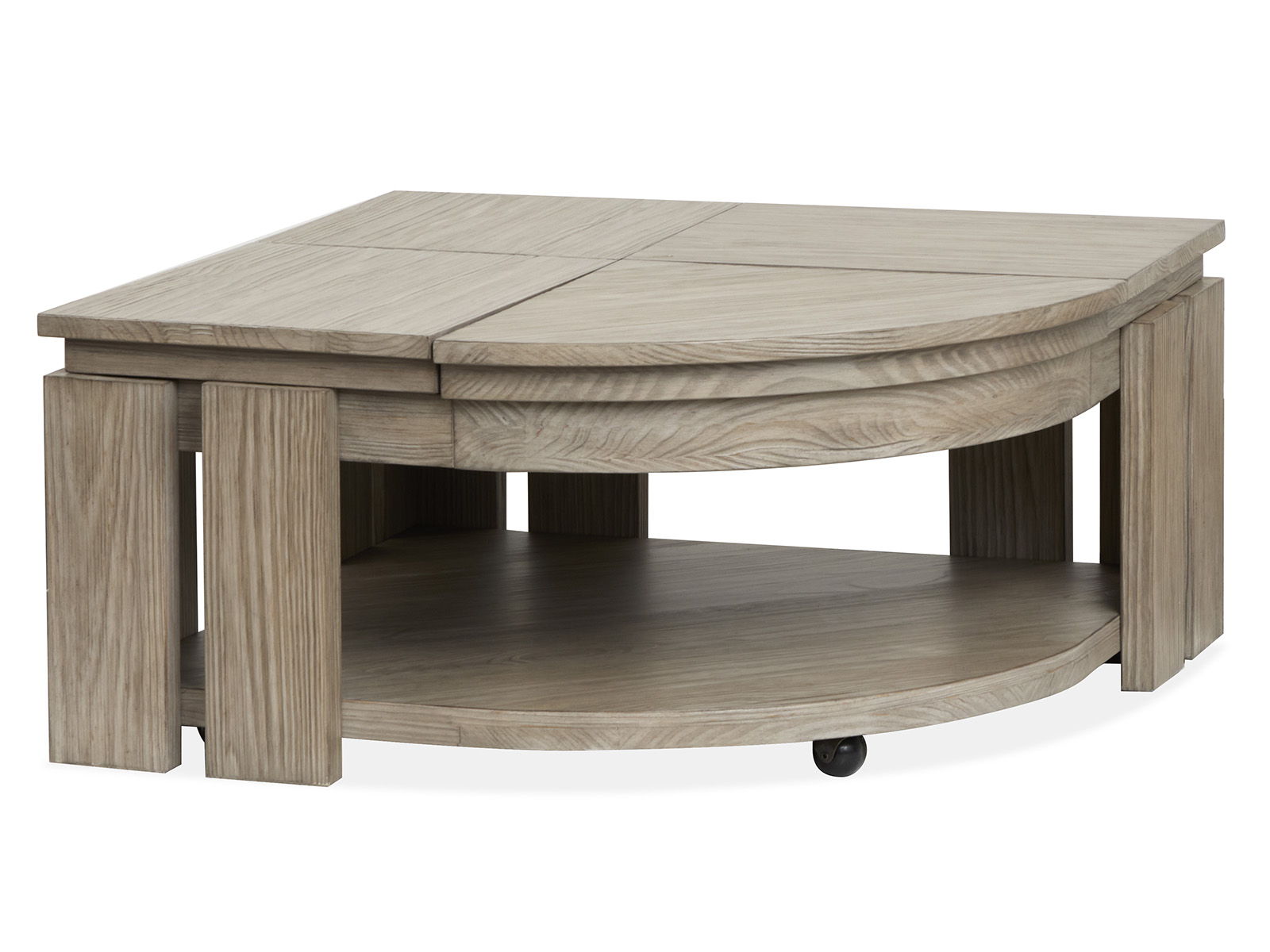 Conrad - Pie Shaped Lift Top Cocktail Table With Casters - Stone Harbor Grey