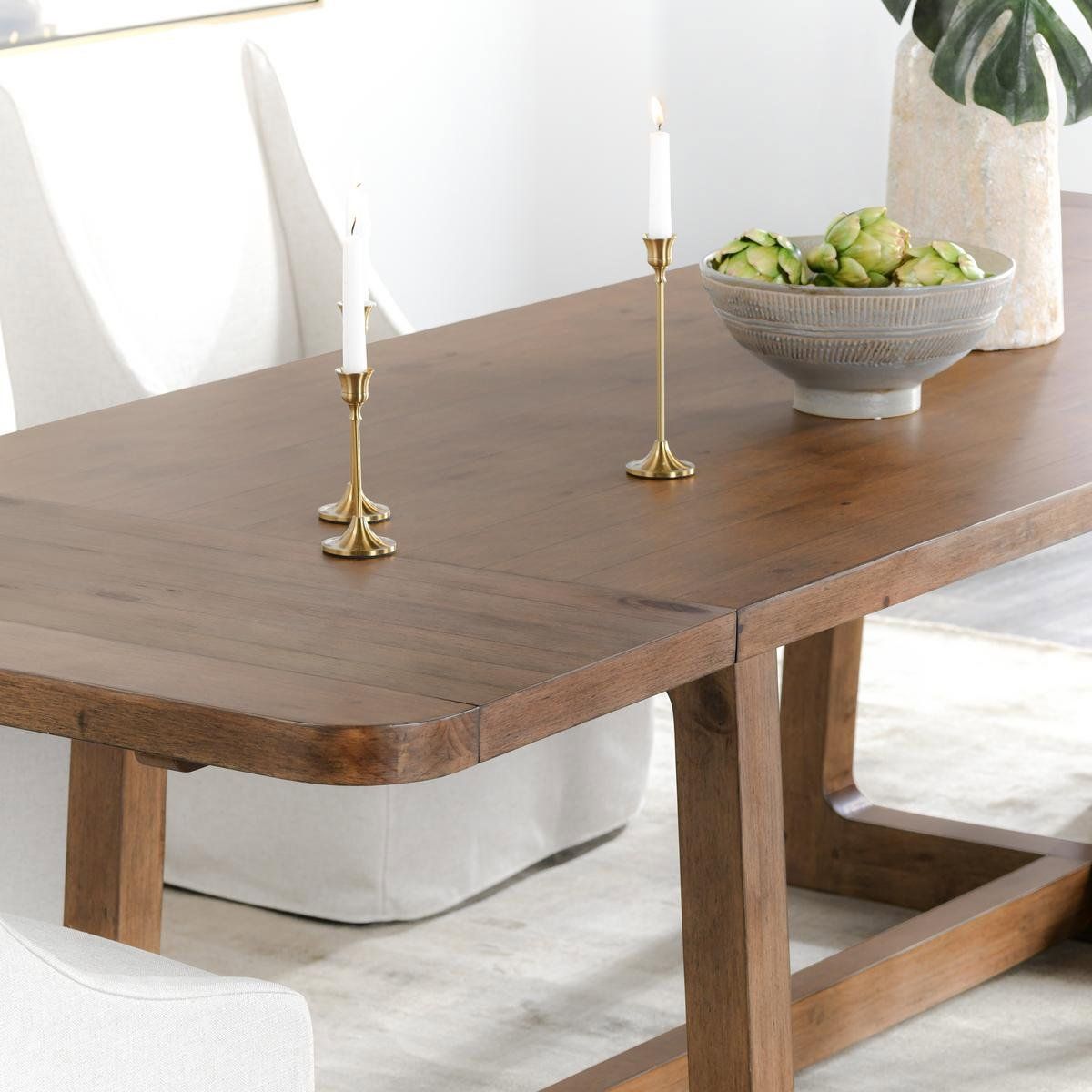 Lyra - Pine Wood 80-110" Ext Dining Table - Smoke Brown