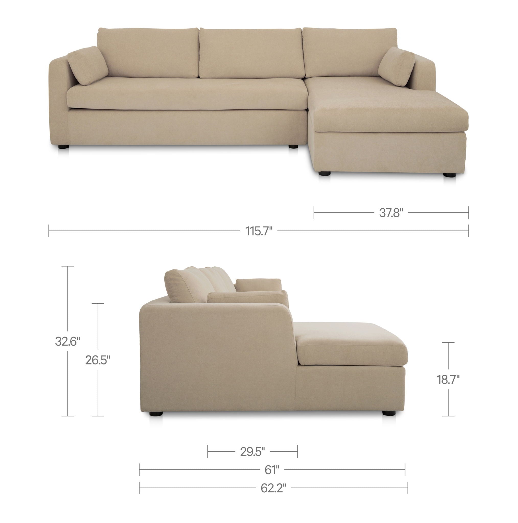 Burrow - Sleeper Sectional With Right Storage Chaise - Sand