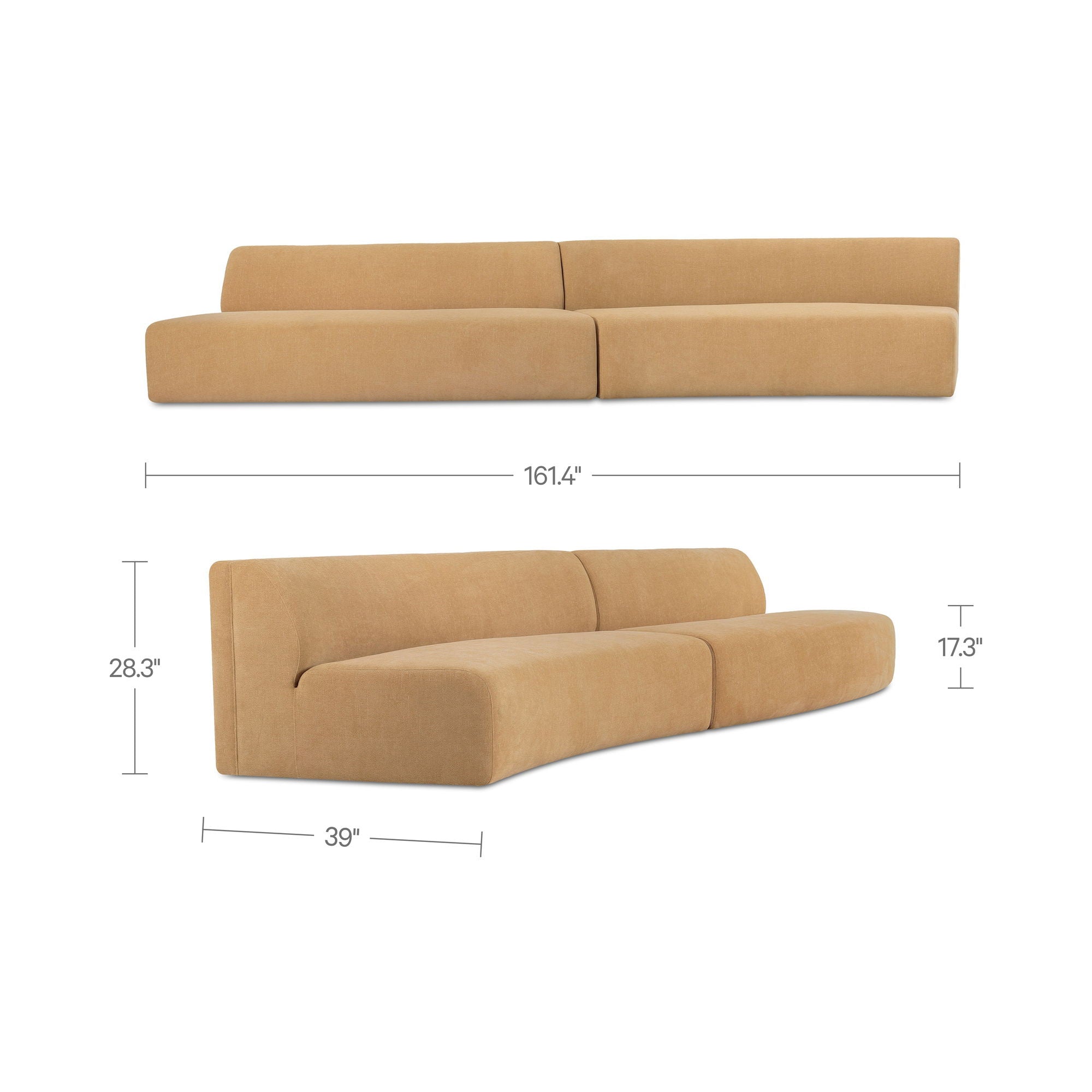 Naomi - 2 Piece Wave Modular Sectional - Golden Yellow