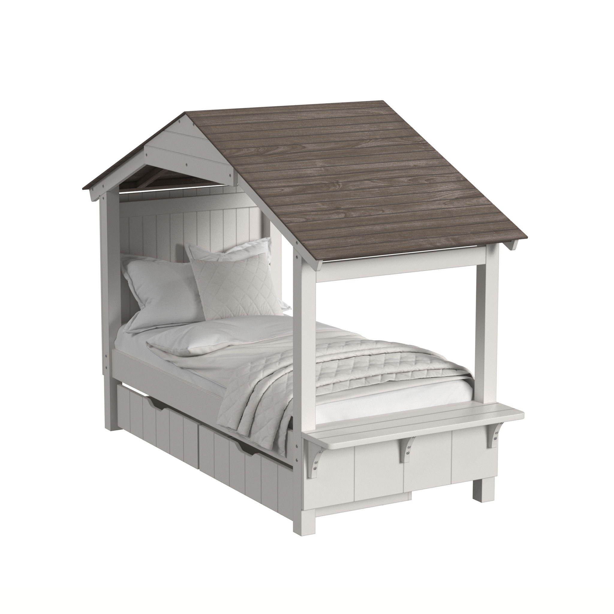 Lodge - Twin Bed With Full Roof - Cookies / Cream