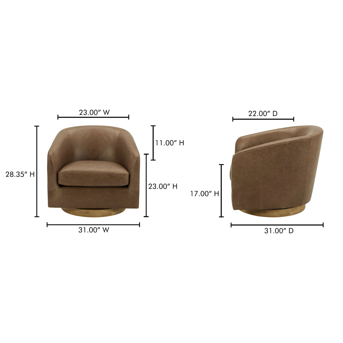 Oscy - Leather Swivel Chair - Brown