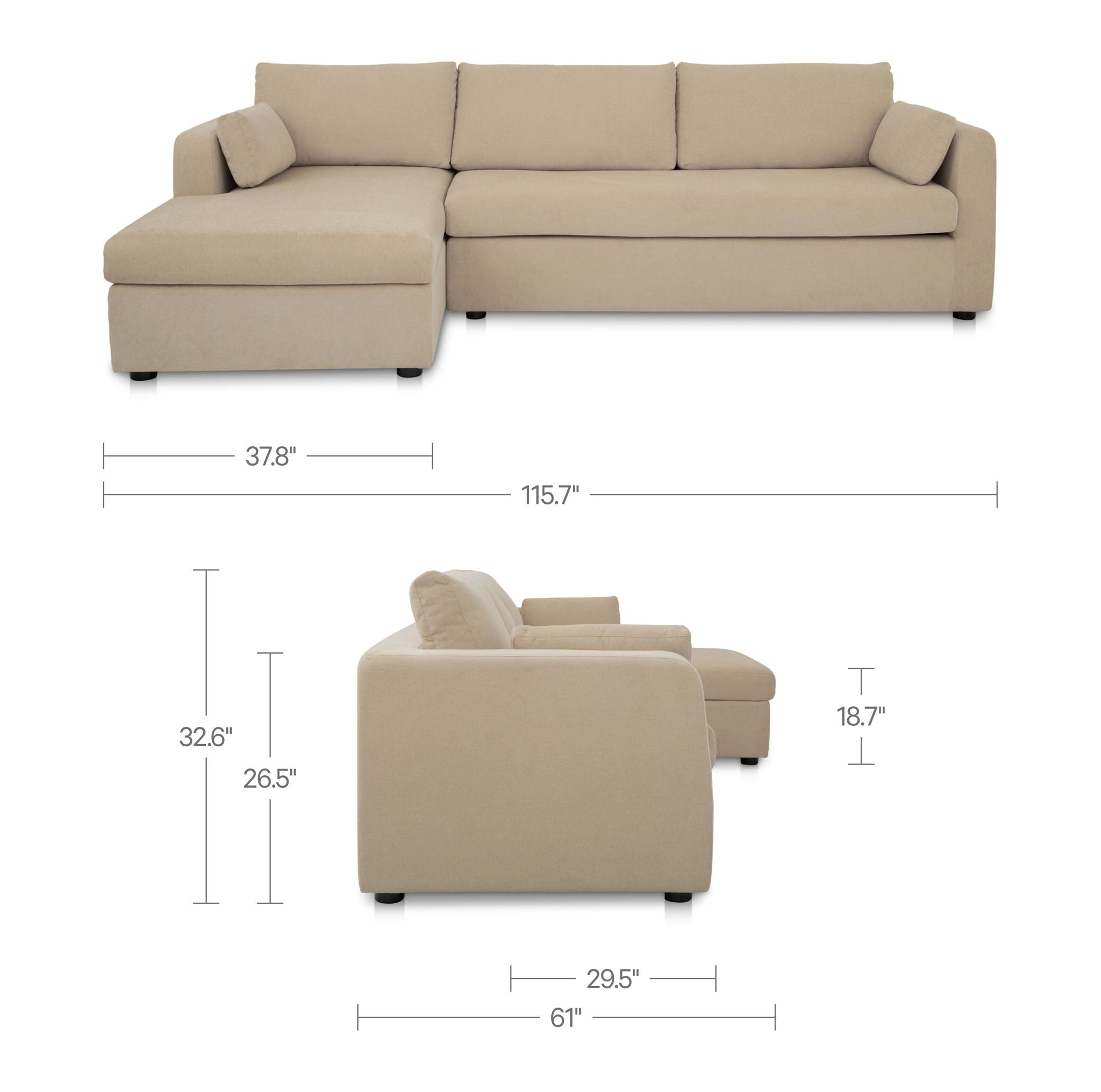 Burrow - Sleeper Sectional With Left Storage Chaise - Sand